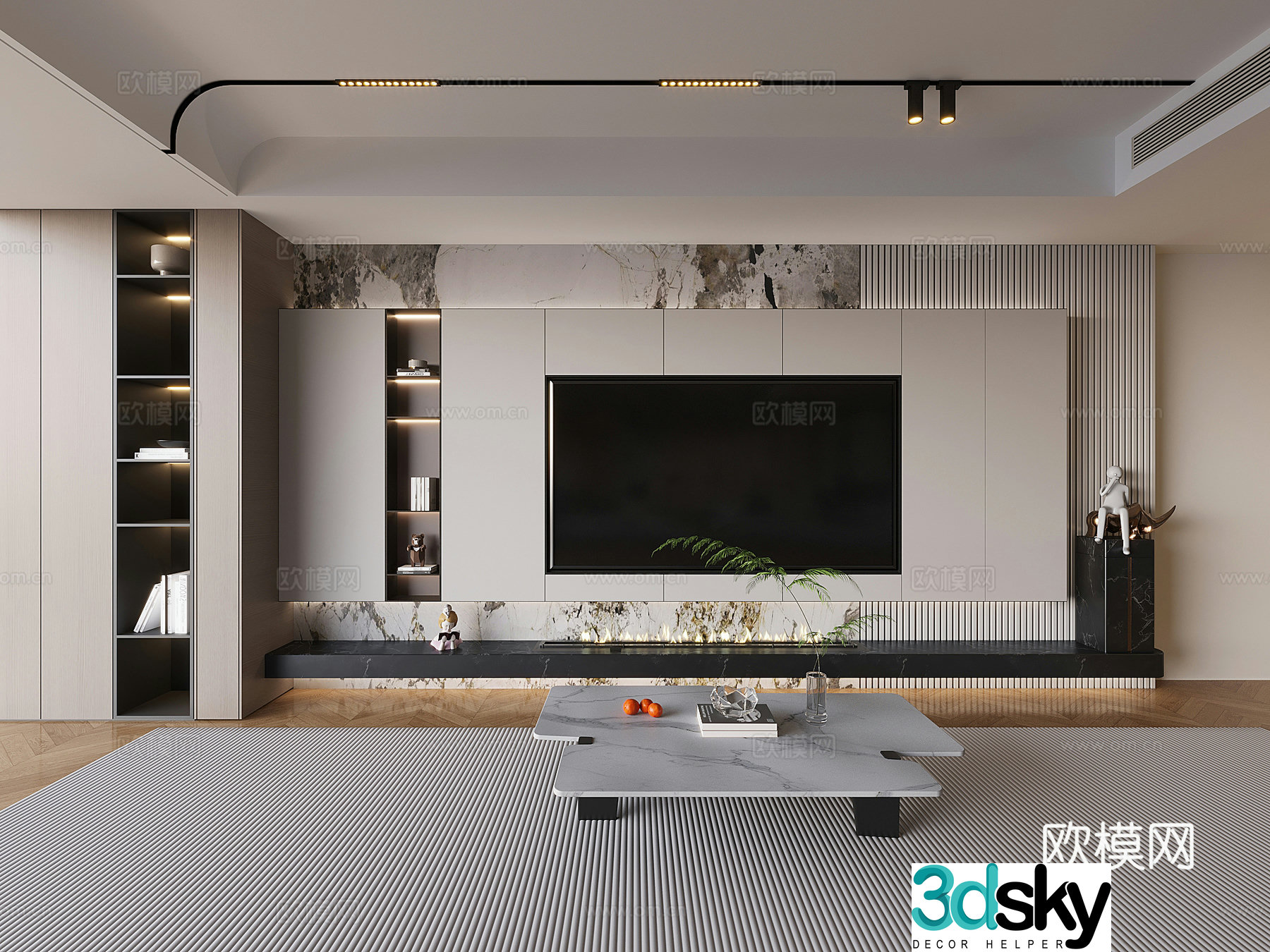 Modern background wall TV background 3d model