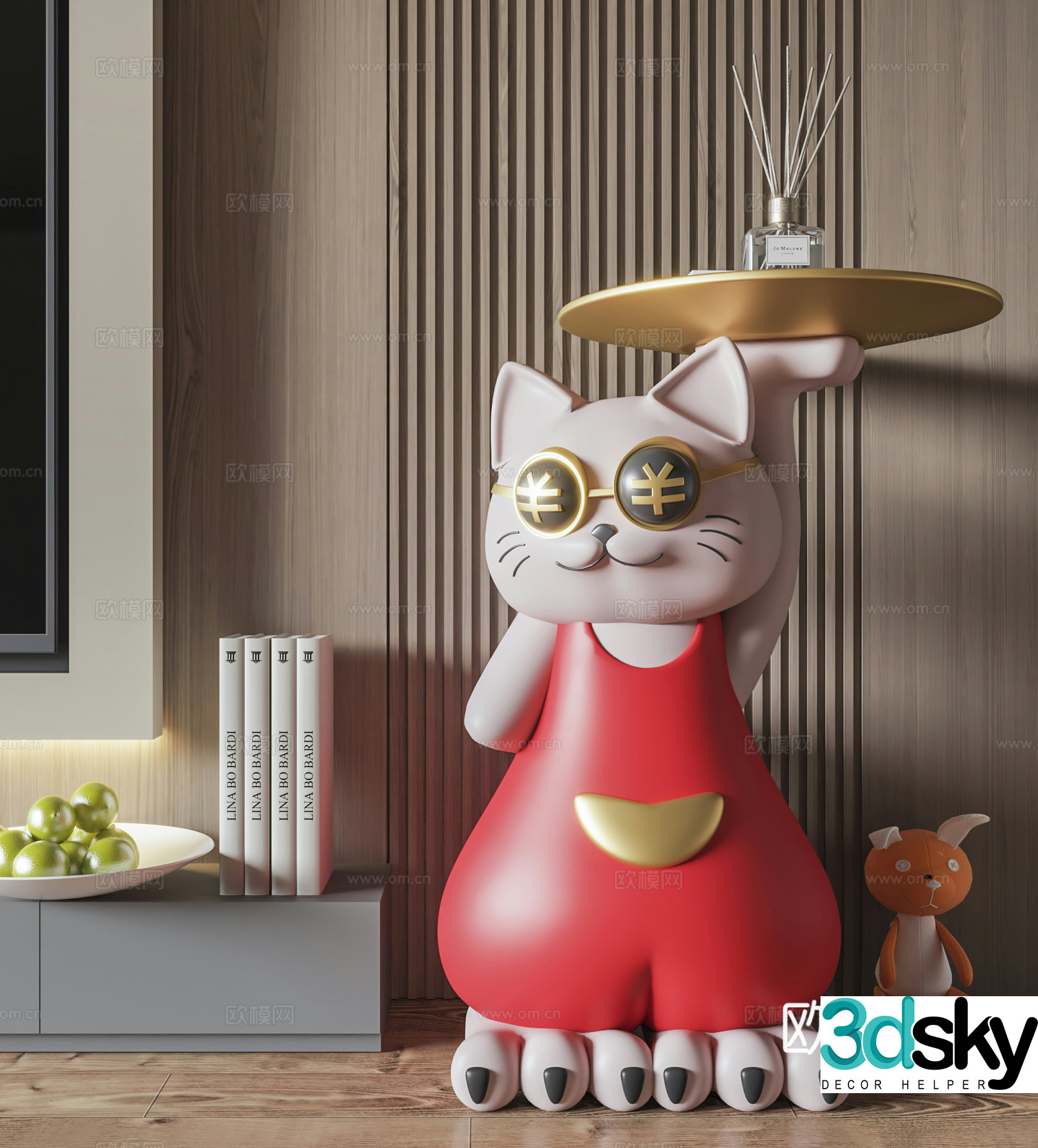 Kitten sculpture trendy toy doll cartoon ornament 3D model