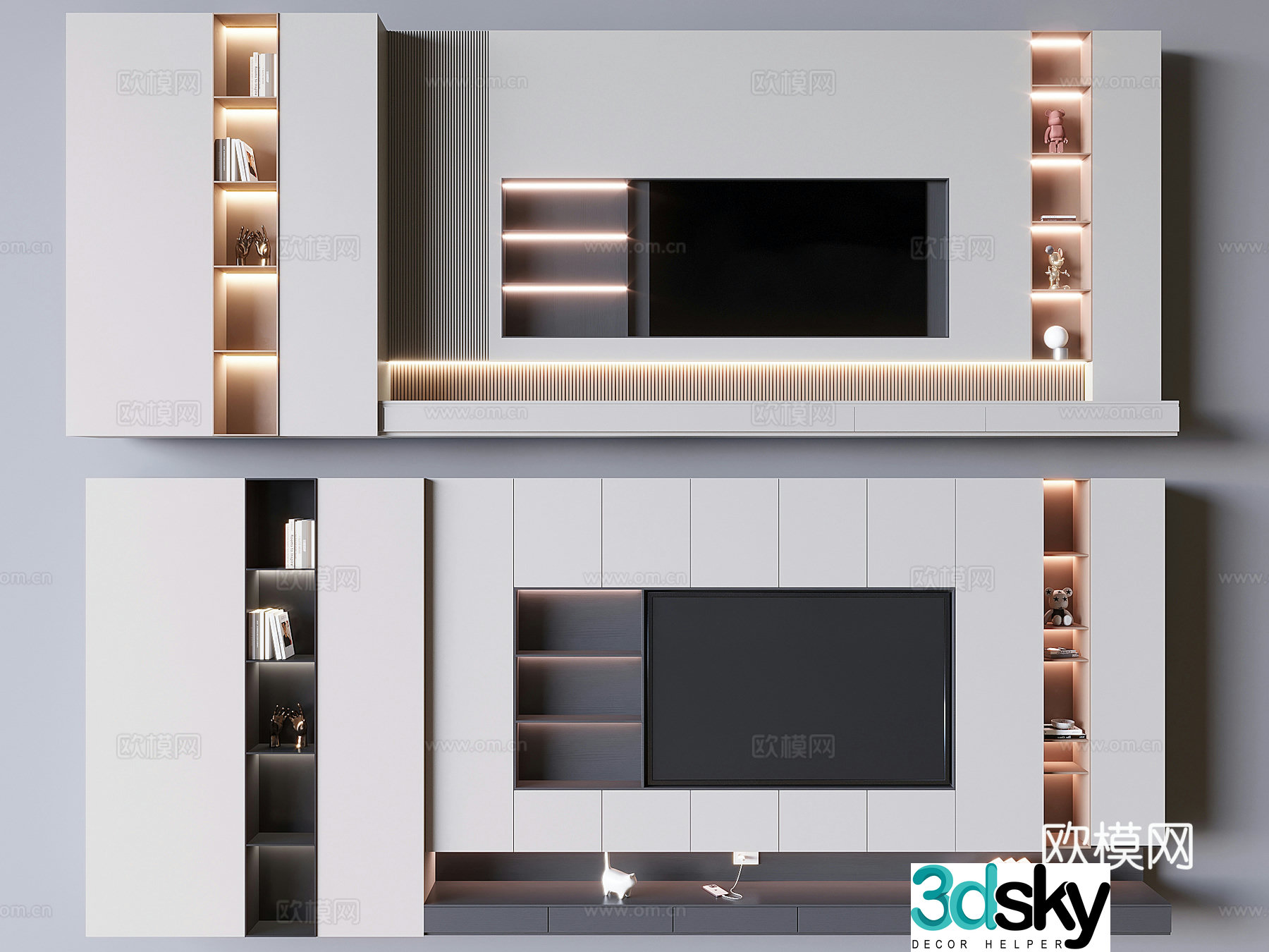 Modern TV background wall 3d model