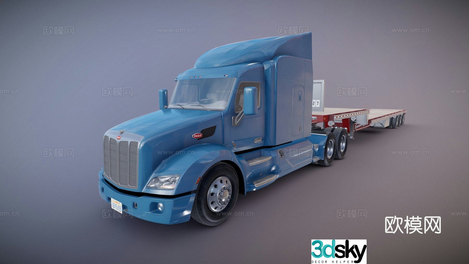 flatbed trailer 3d model
