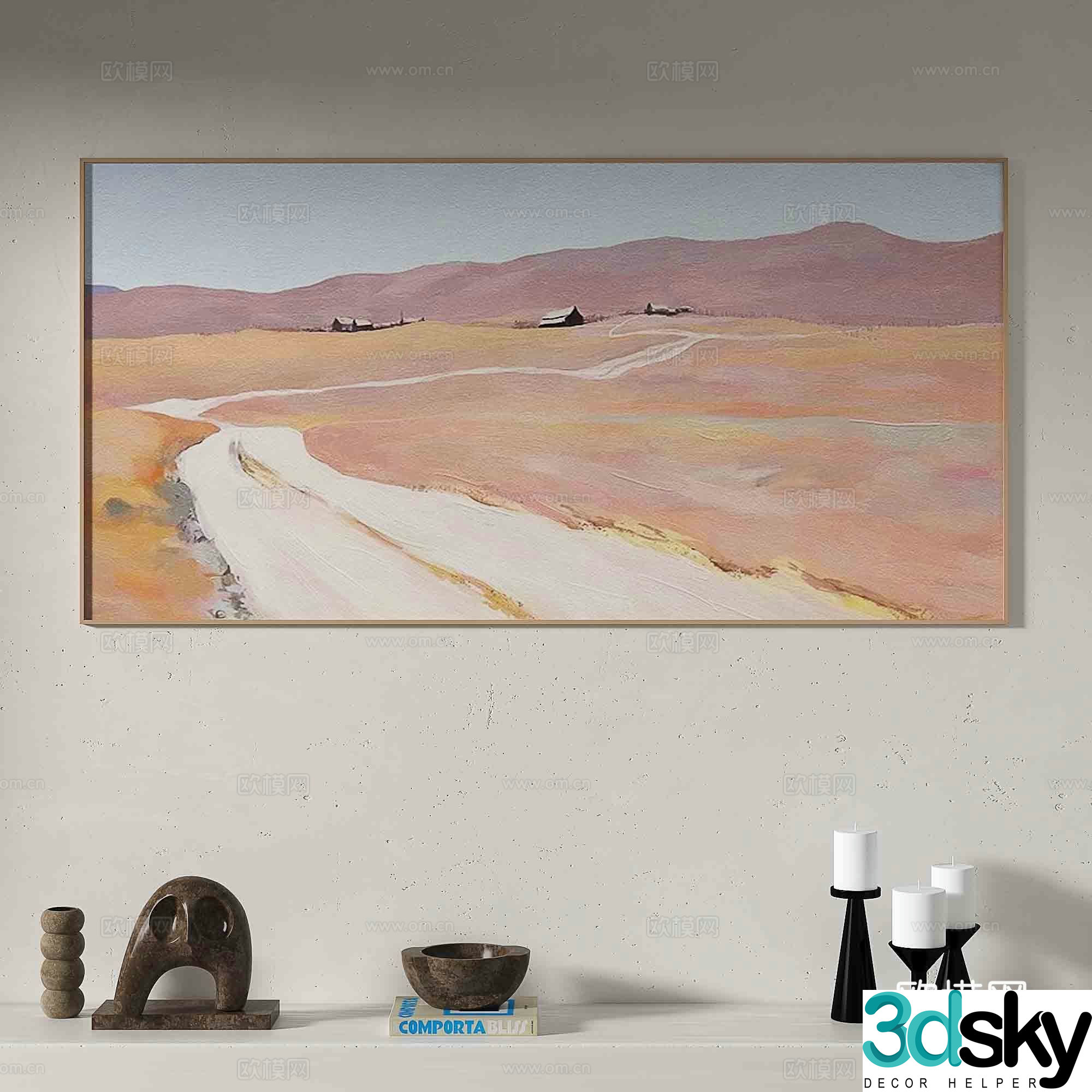 Modern oil painting decorative painting 3d model