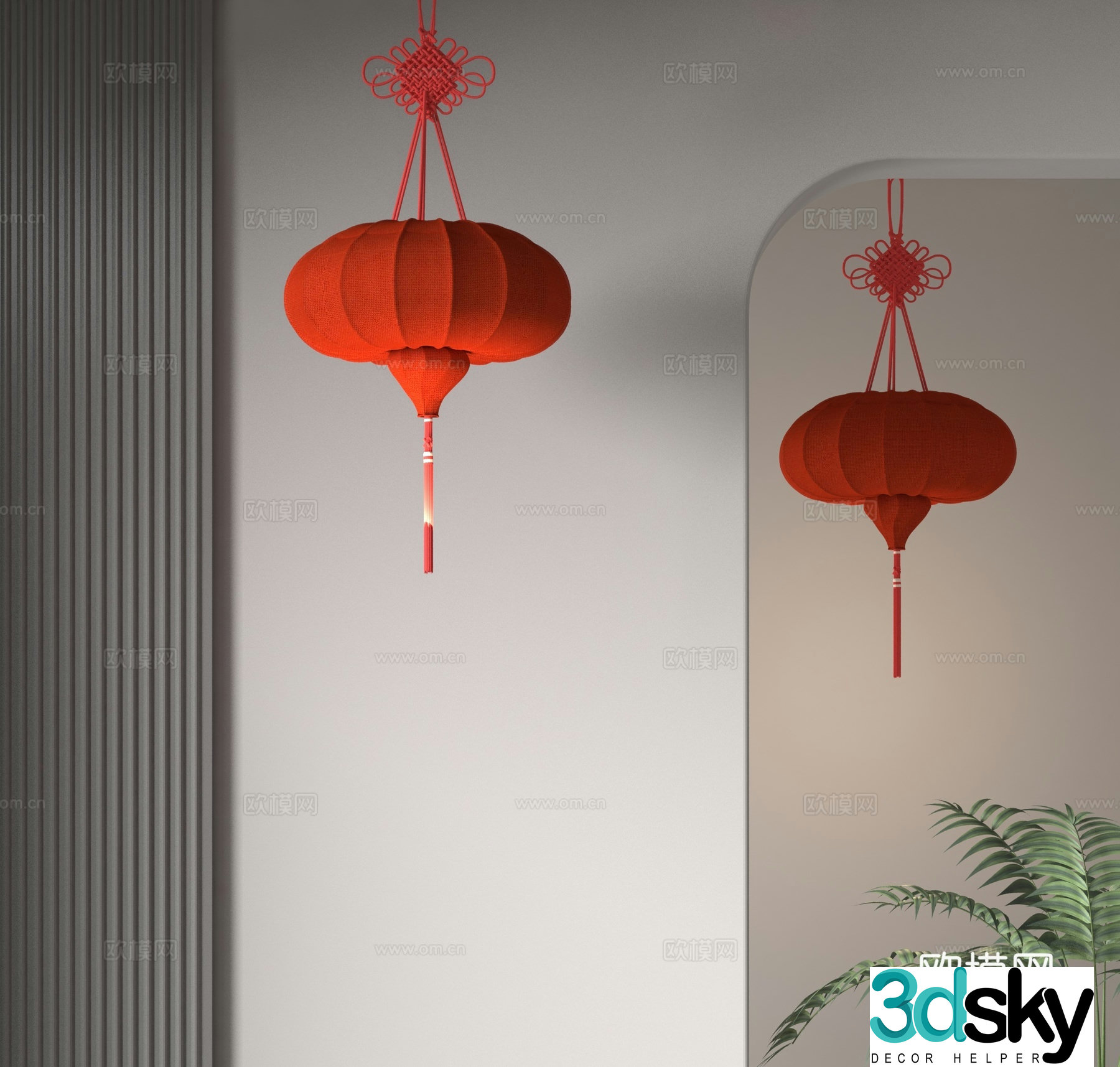 New Chinese red lantern 3D model