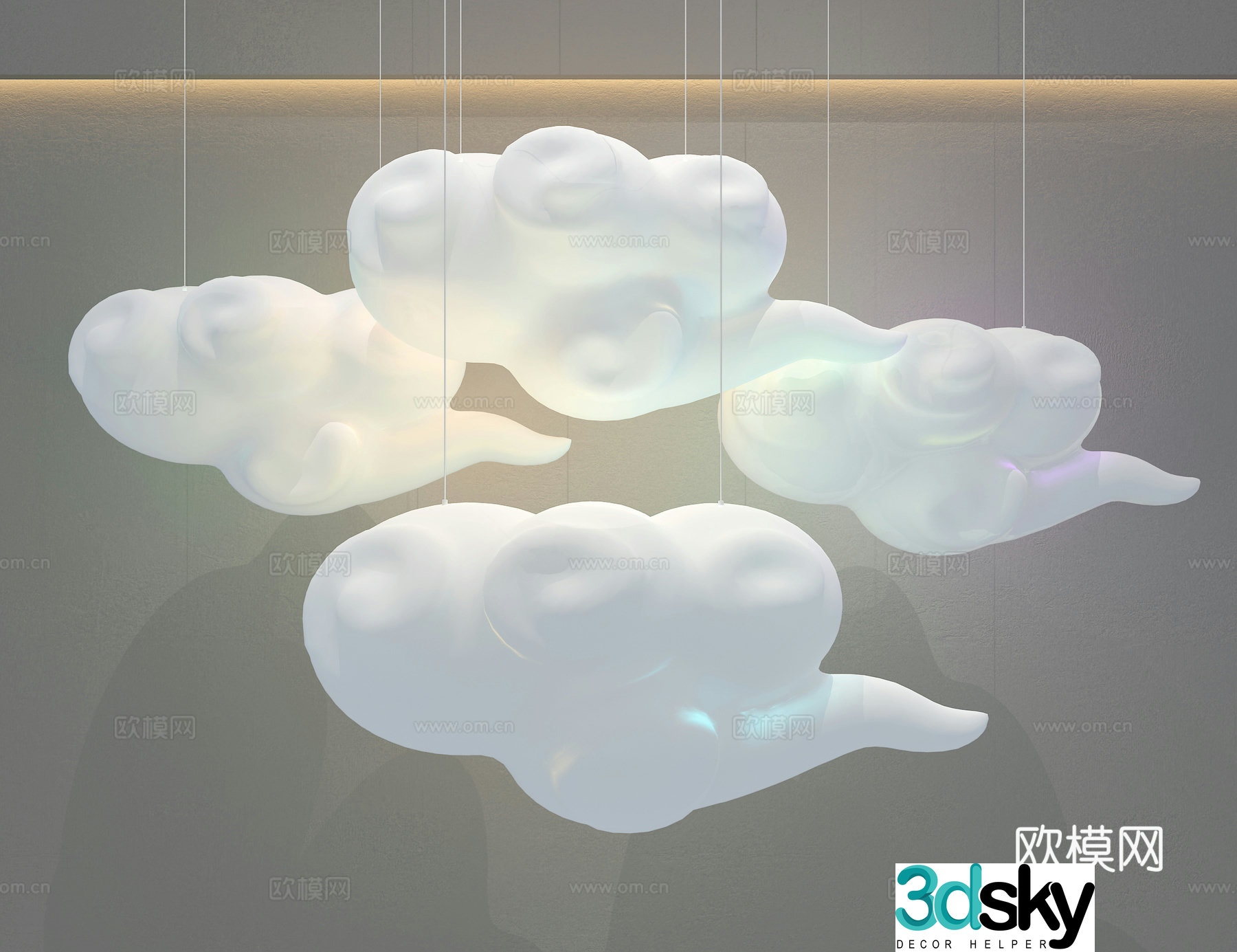 Cream style chandelier cloud chandelier 3d model