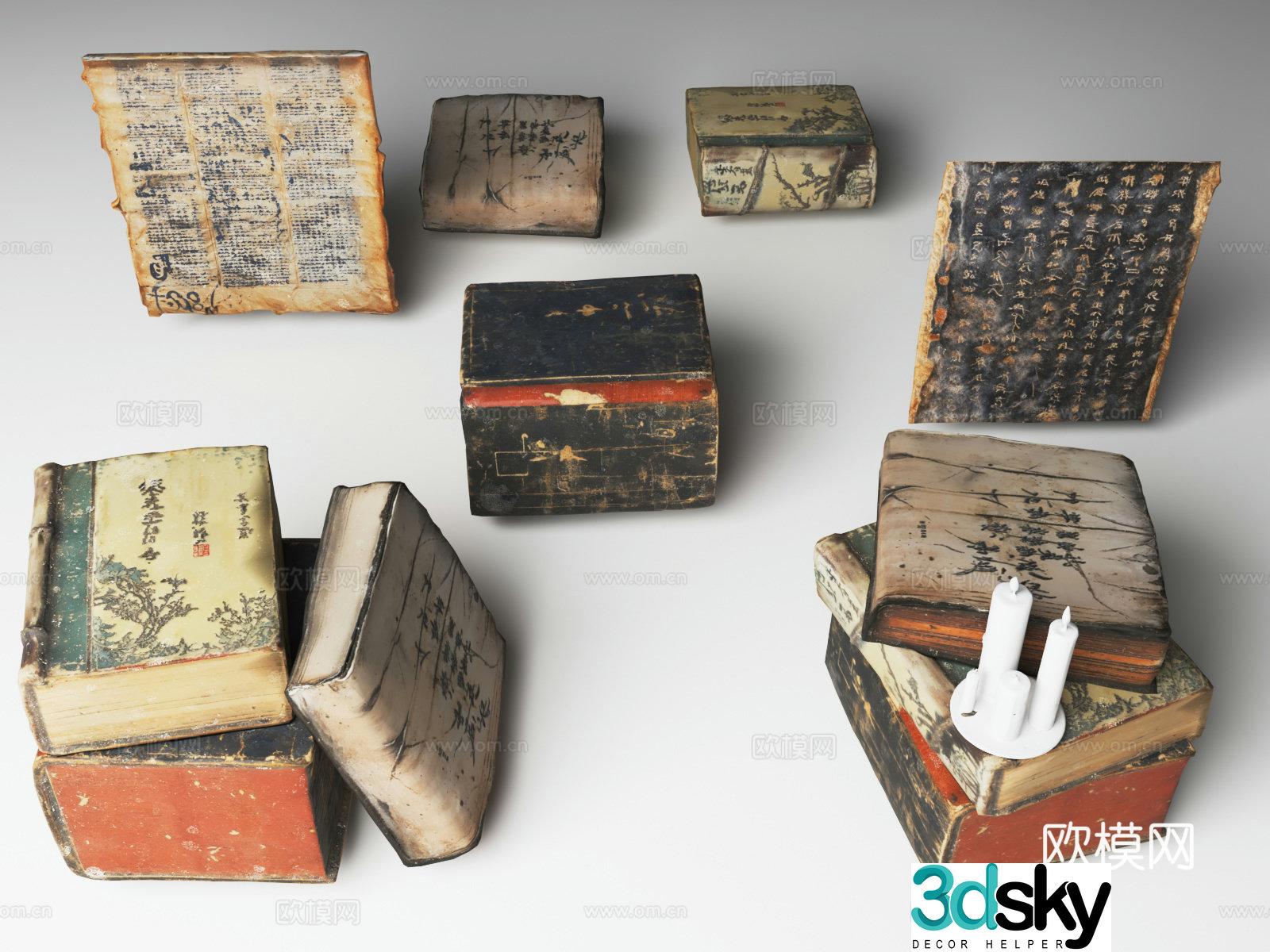 Chinese ancient books ancient books old books book 3d model