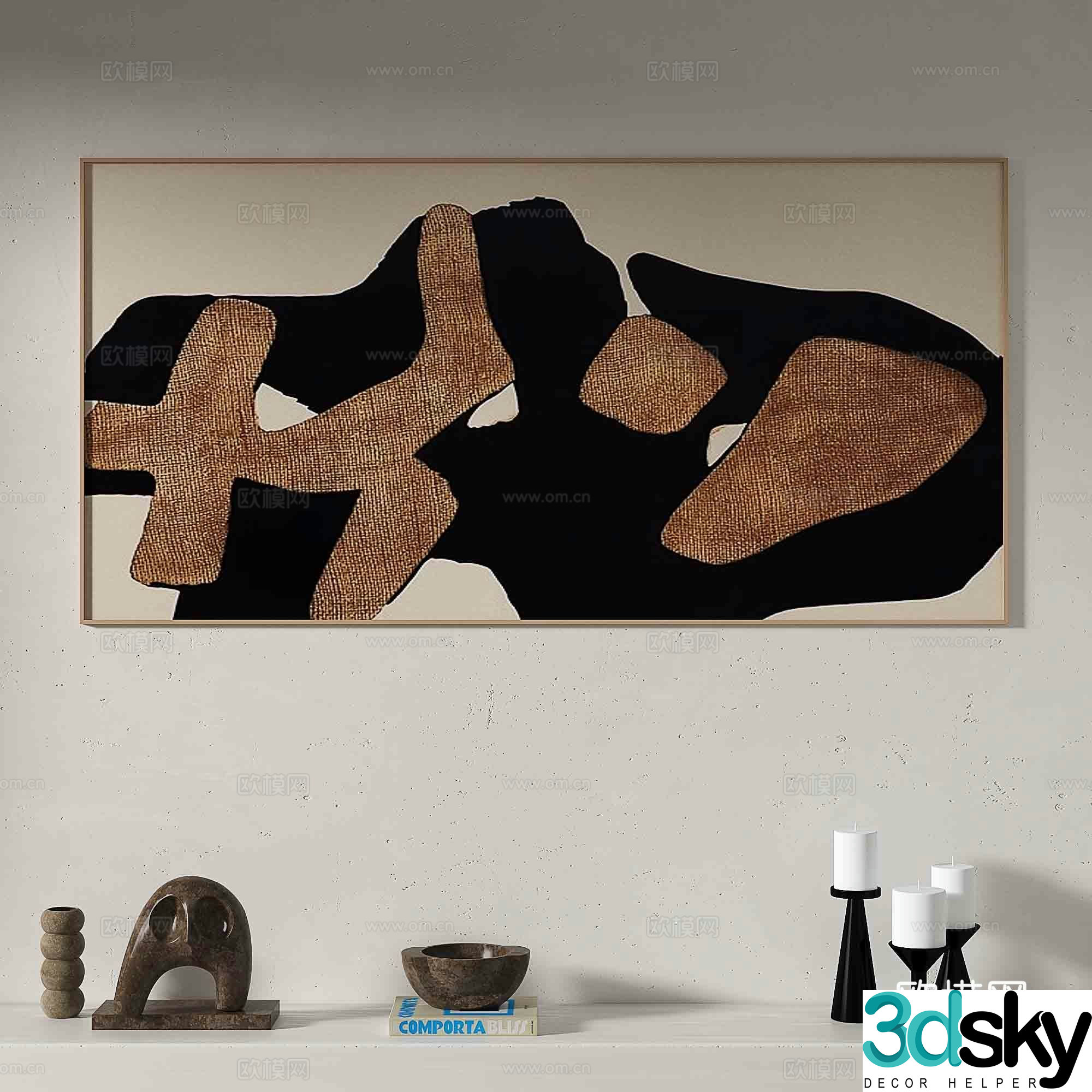 Modern abstract painting Decorative painting 3d model