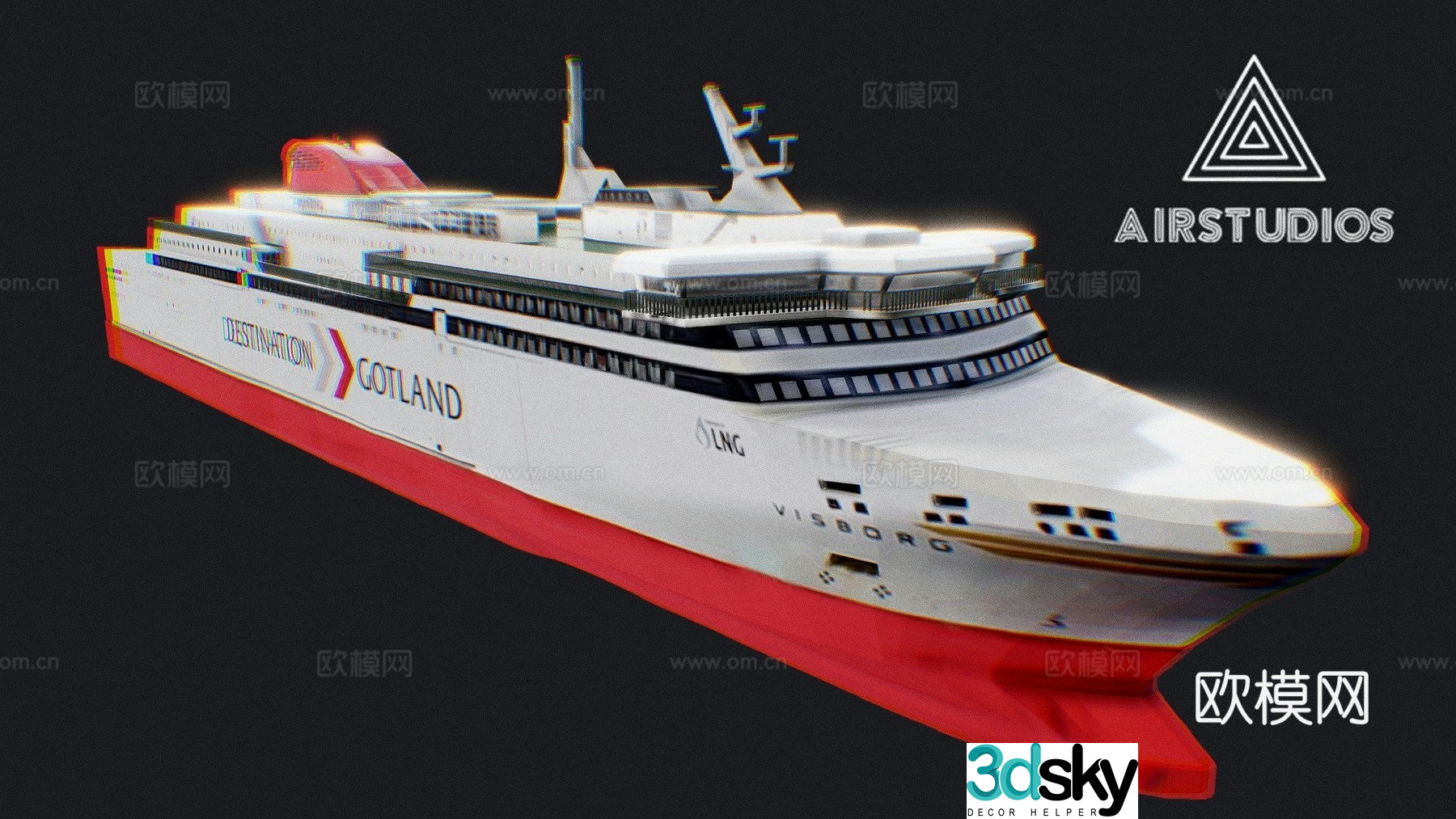 ship ferry cruise ship 3d model