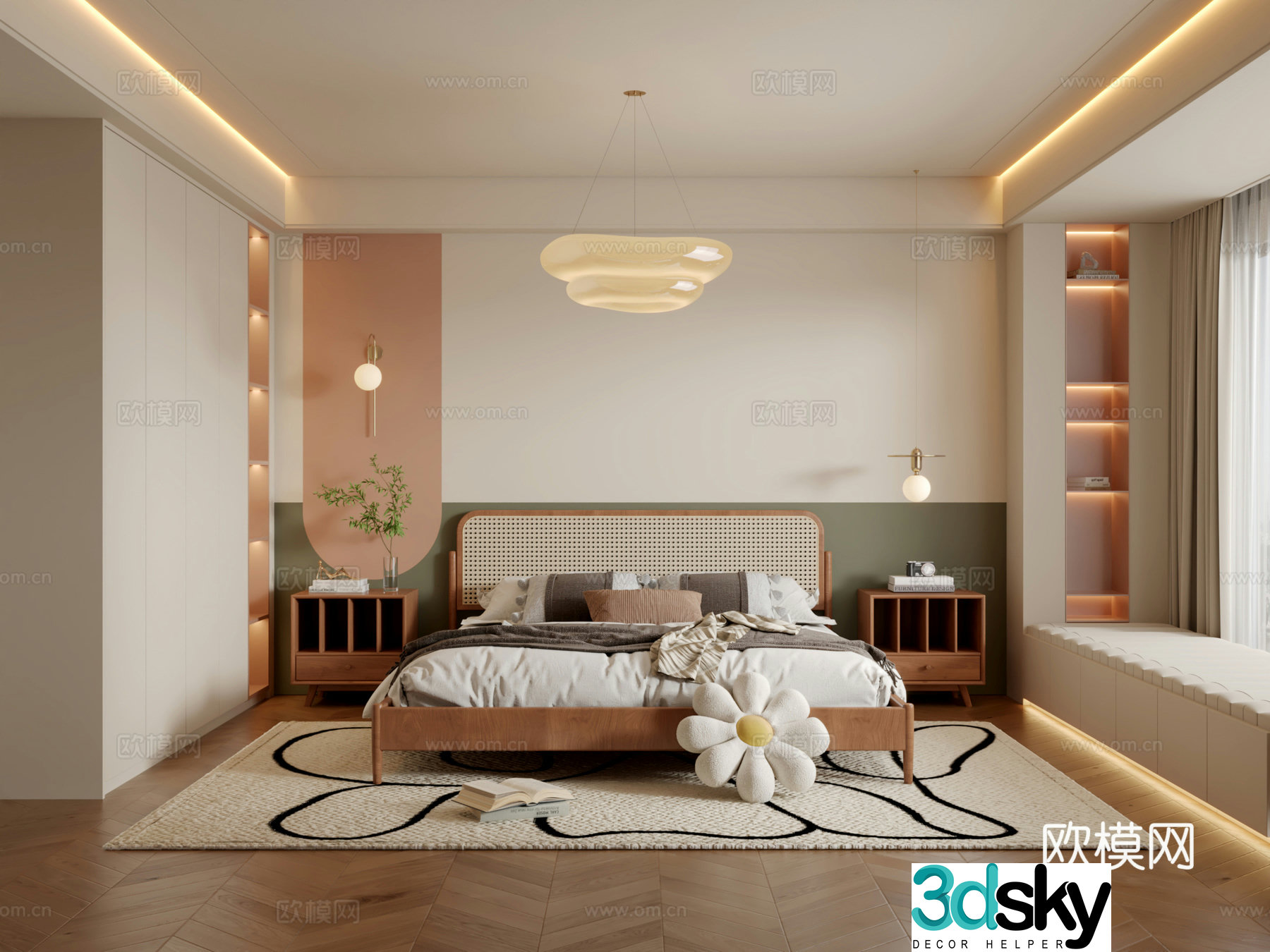 Medieval style bedroom master bedroom 3d model