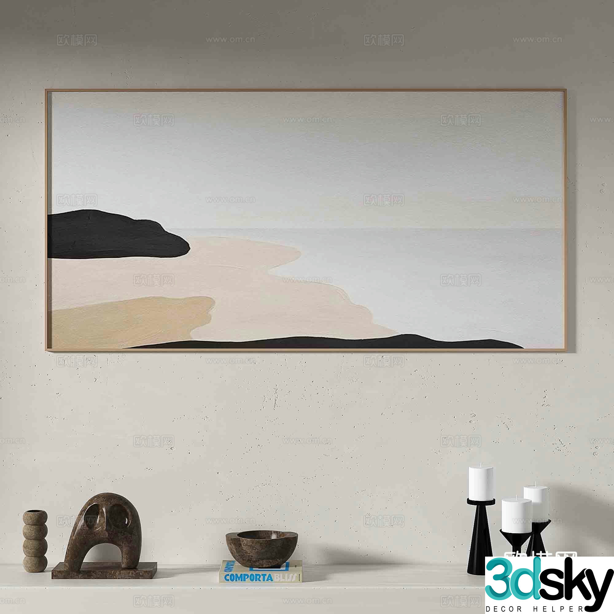 Modern oil painting decorative painting 3d model
