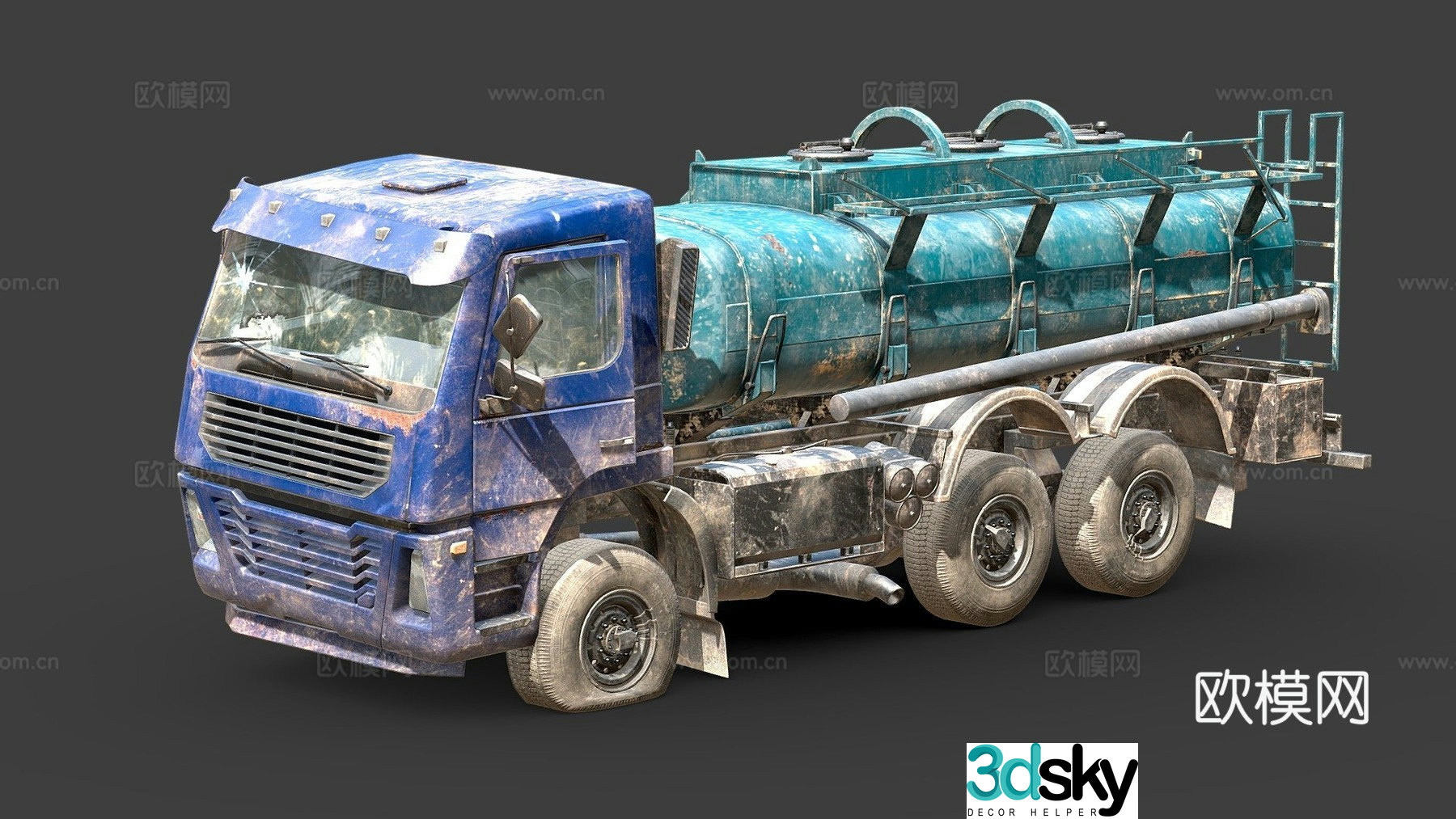Abandoned water tank truck 3d model