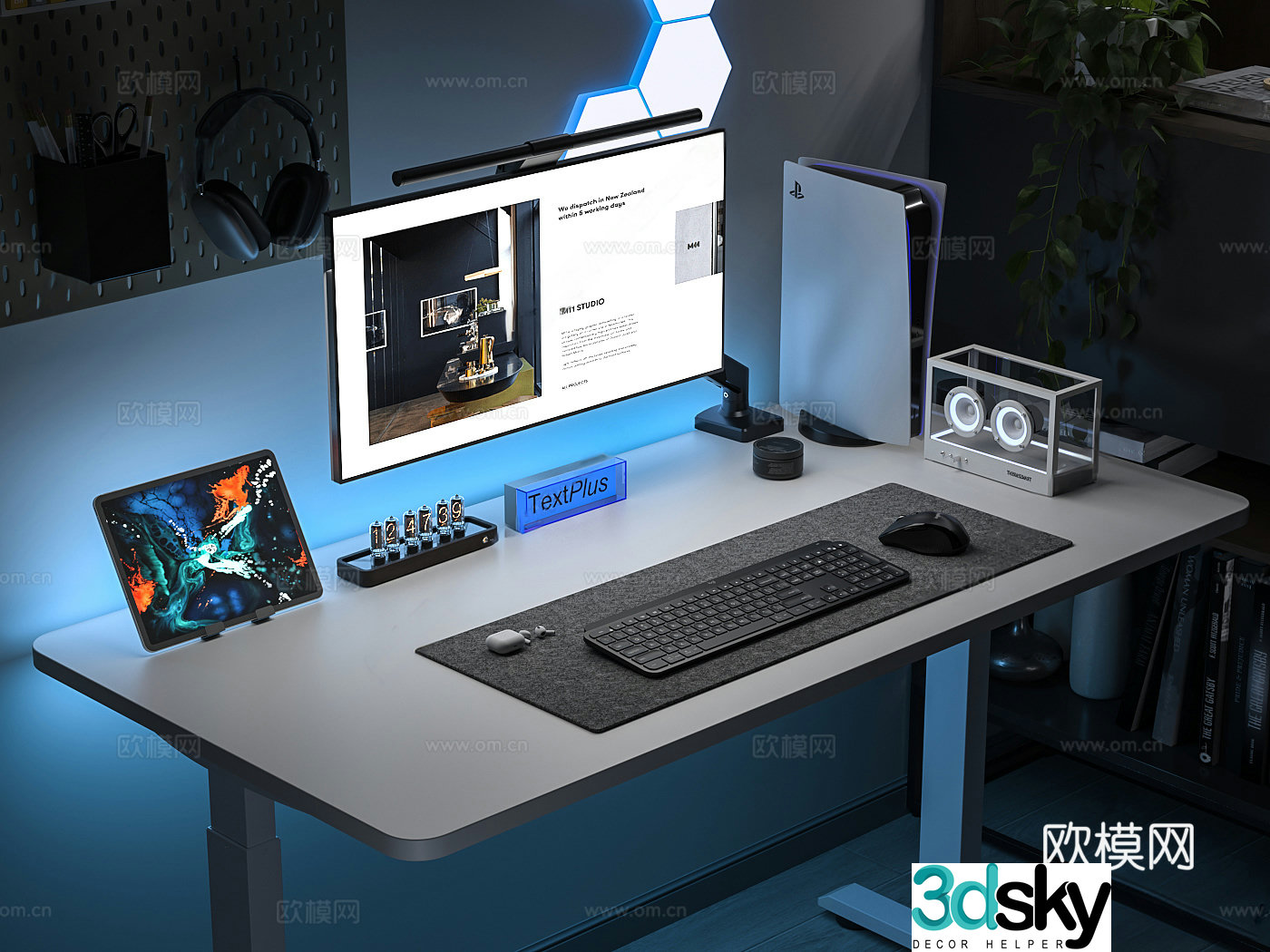 Modern desk computer desk lift desk 3d model