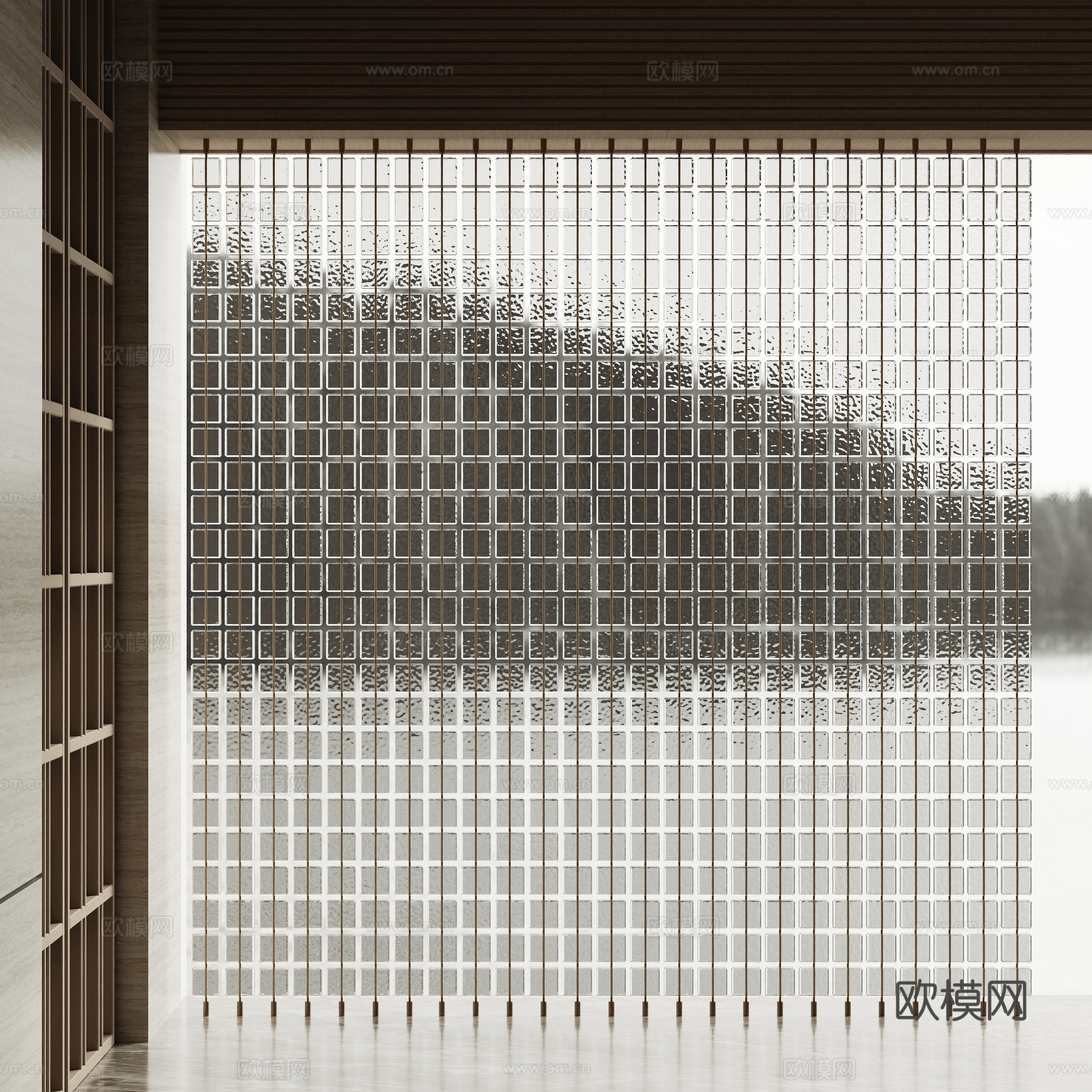 Glass brick partition entrance partition 3D model