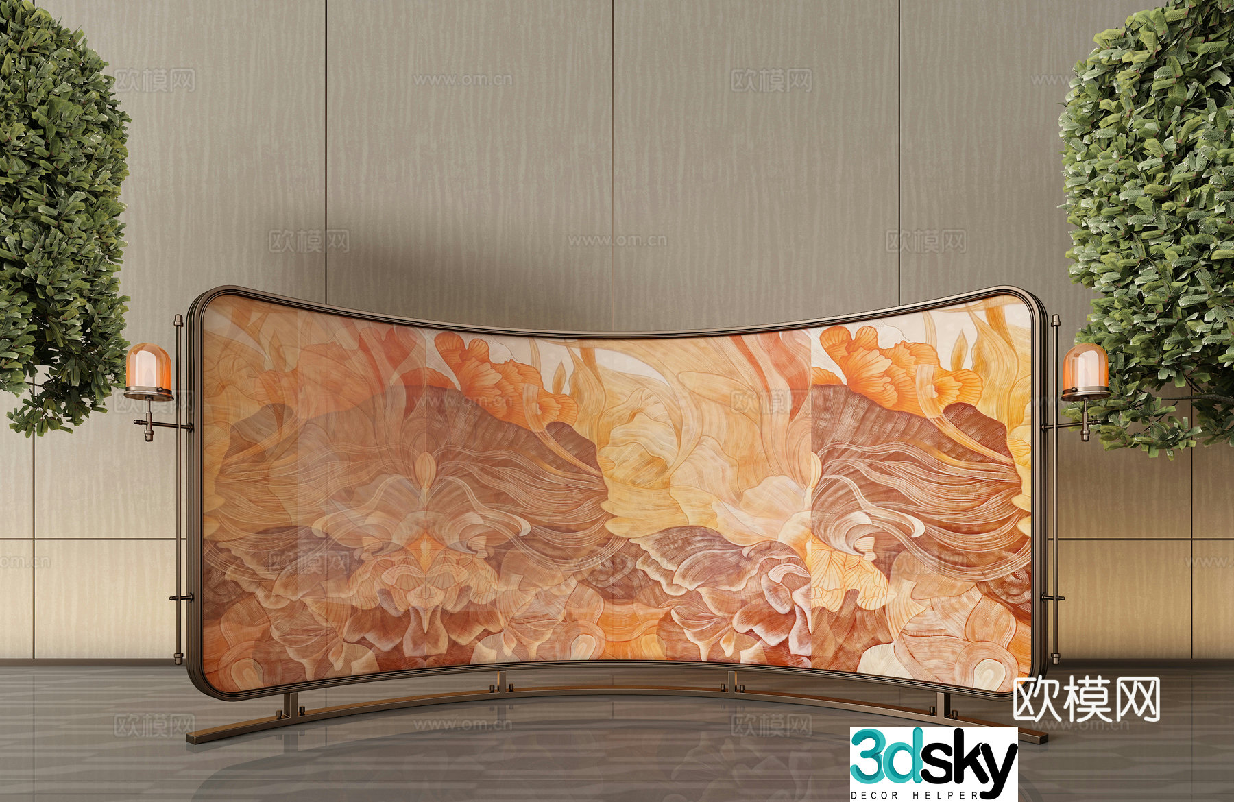 CCD Miloti Italian curved screen Metal screen 3d model
