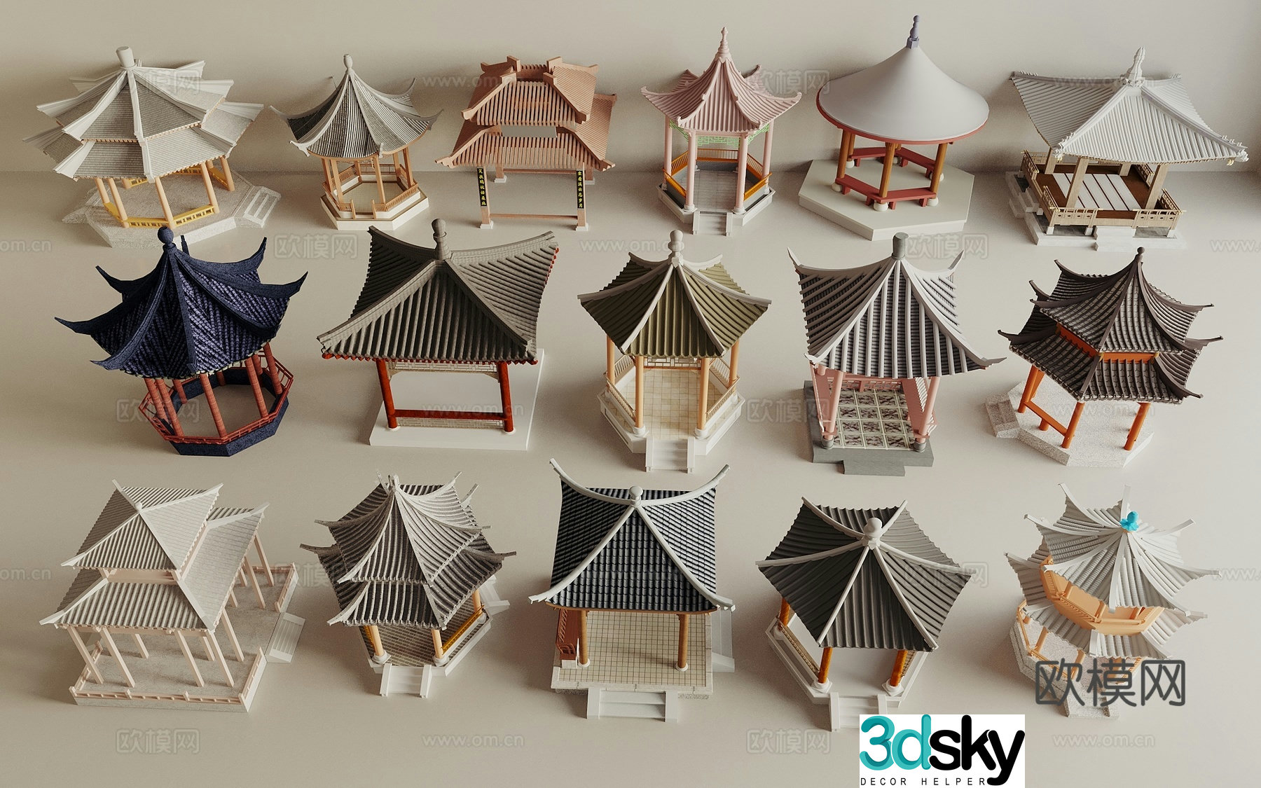 New Chinese style pavilion pavilion landscape pavilion 3D model