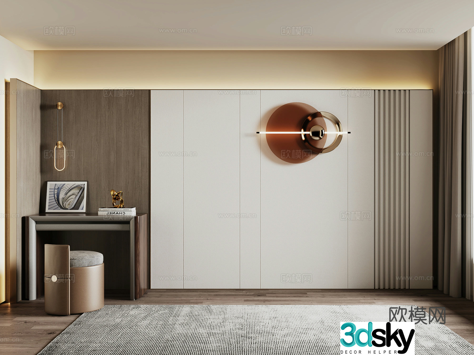 Italian background wall bedside background 3d model