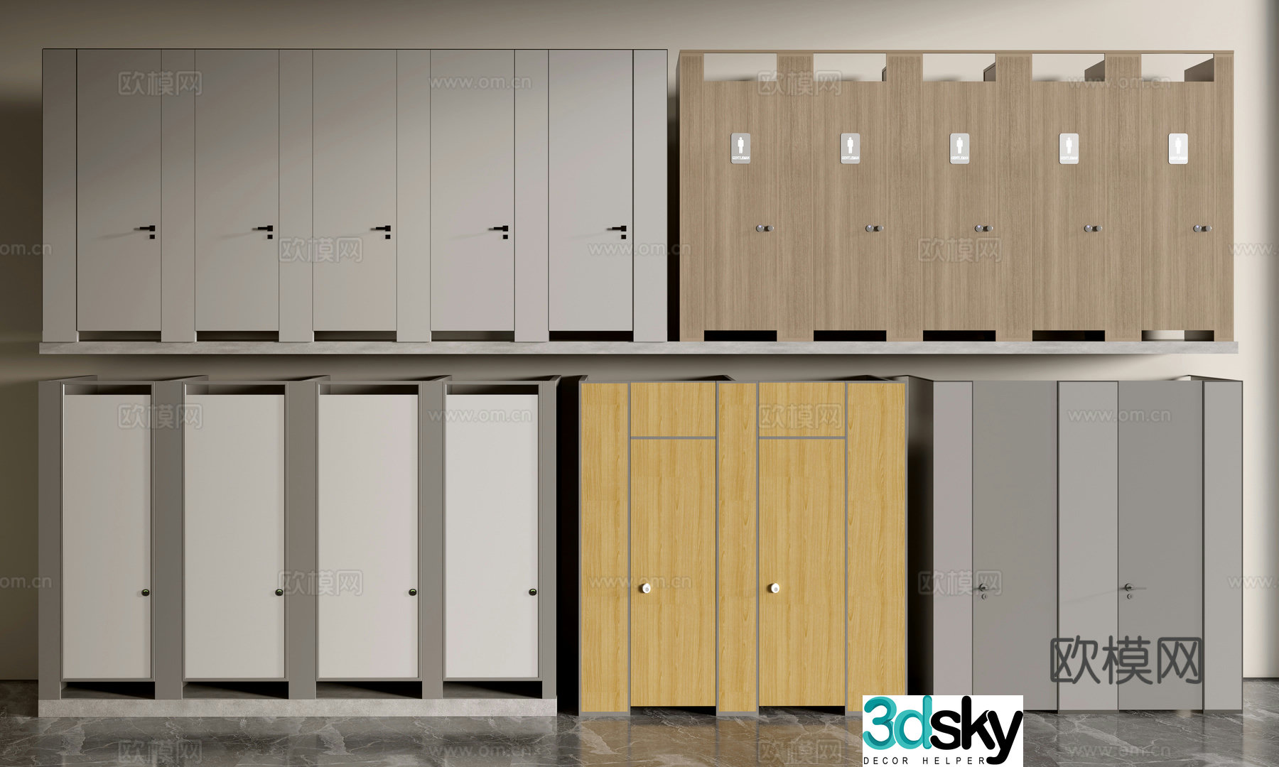 modern bathroom door toilet cubicle toilet door toilet partition 3d model