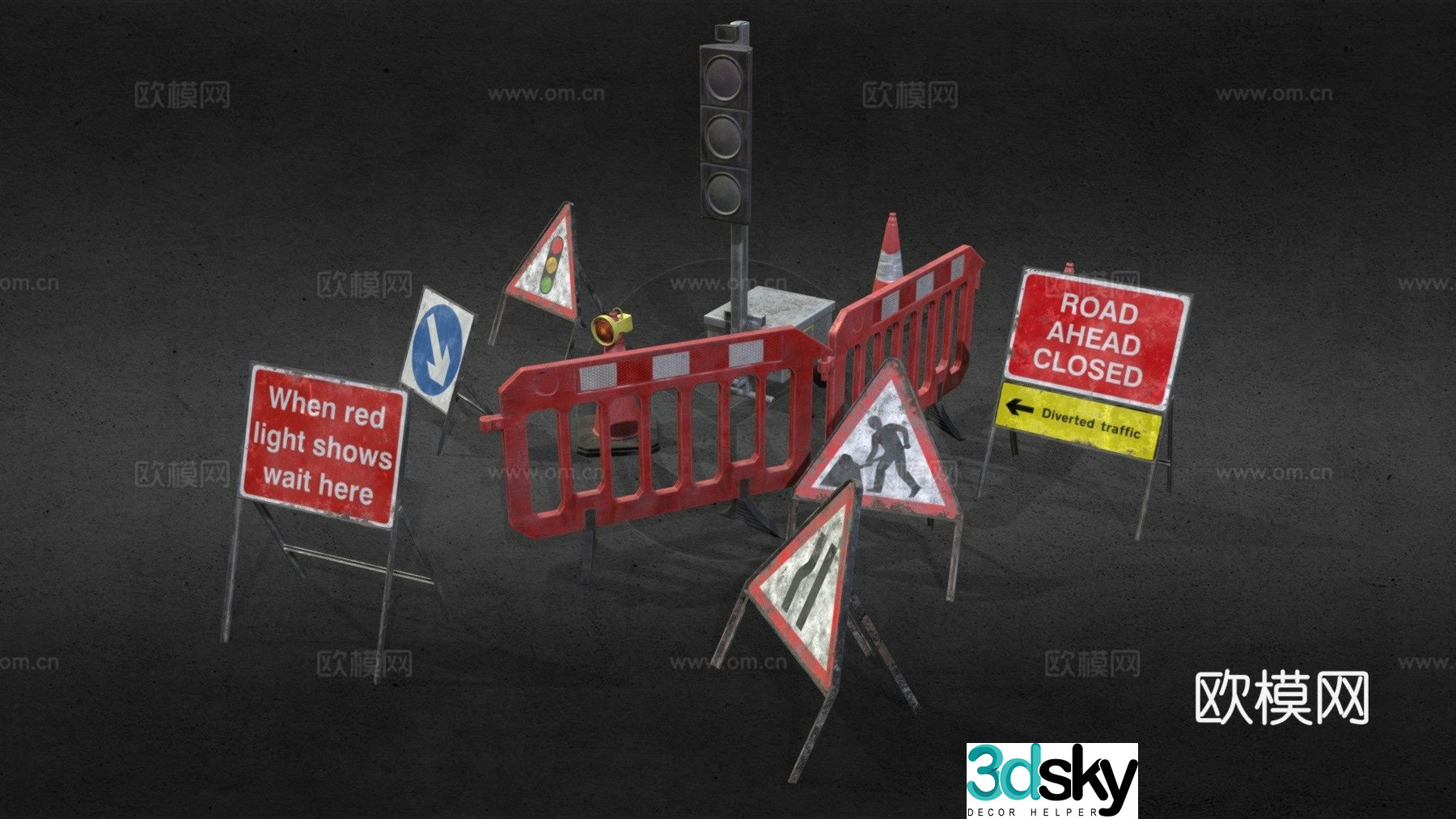 Road construction props 3d model