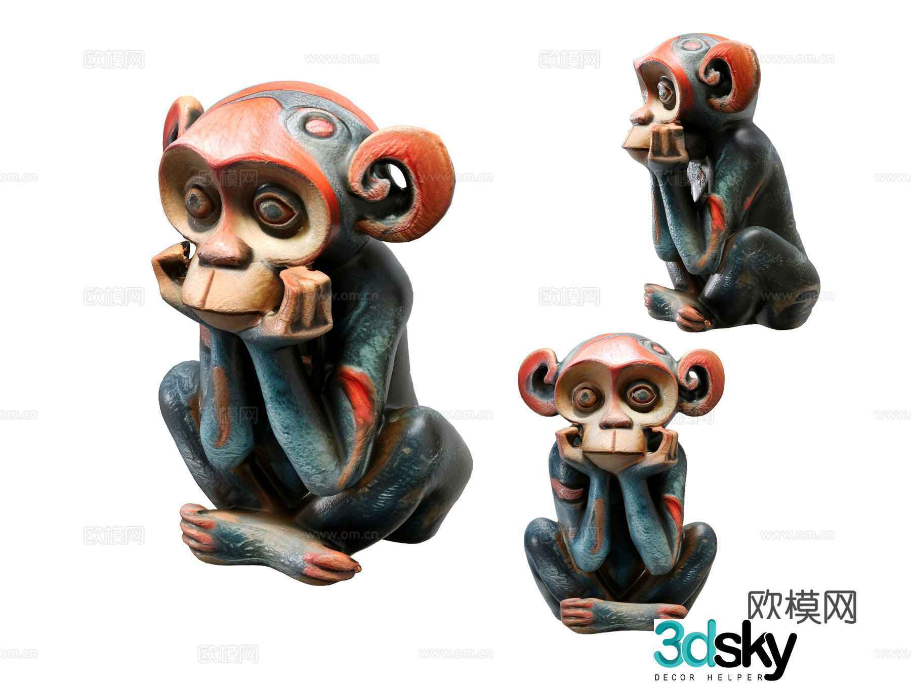 Monkey sculpture art ornaments 3d model