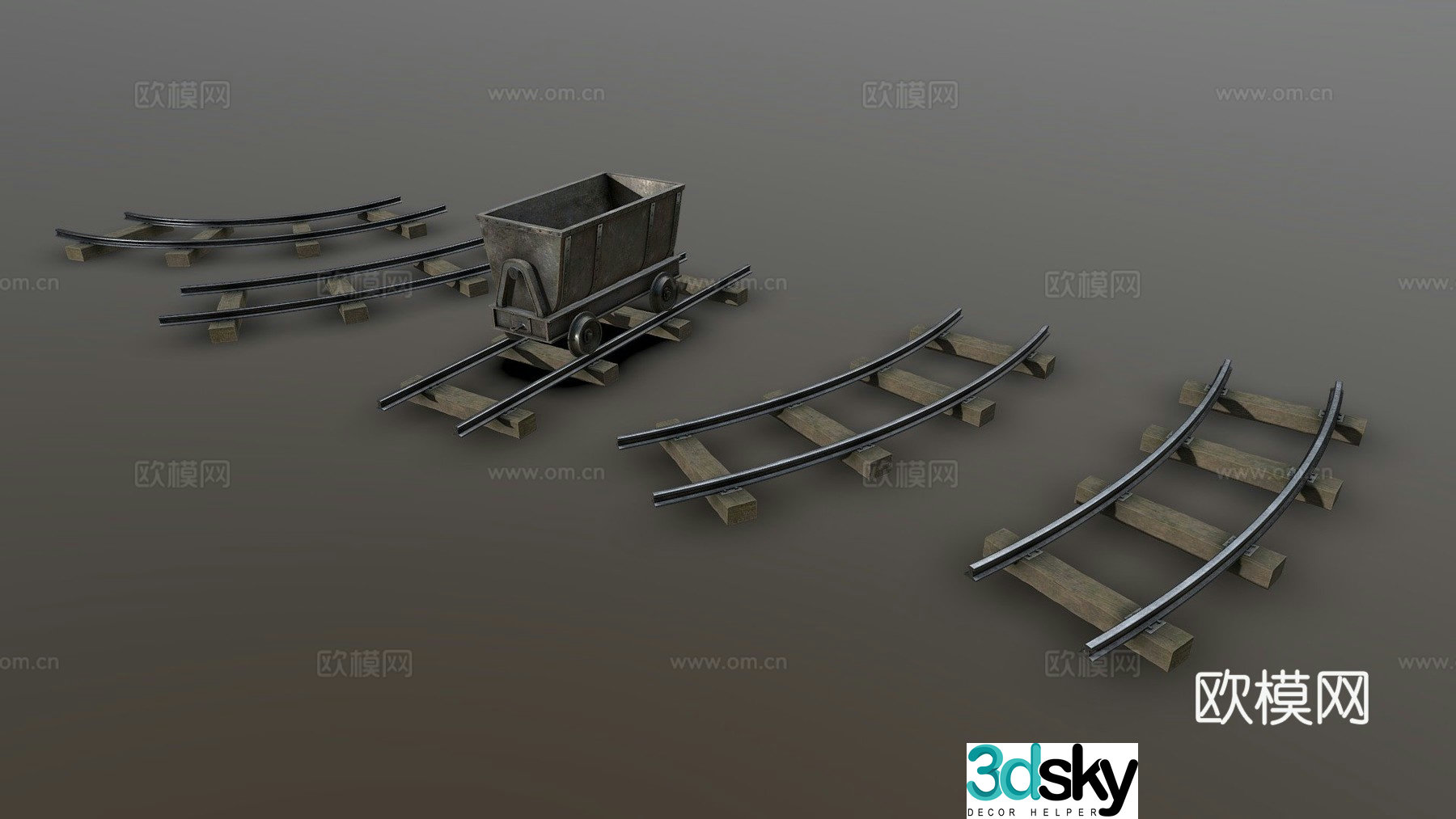 Mine cart track 3d model