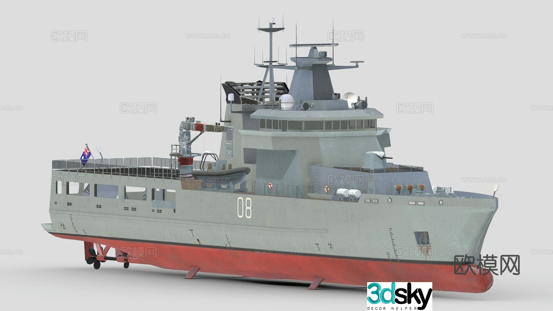 Patrol ship battleship ship 3d model