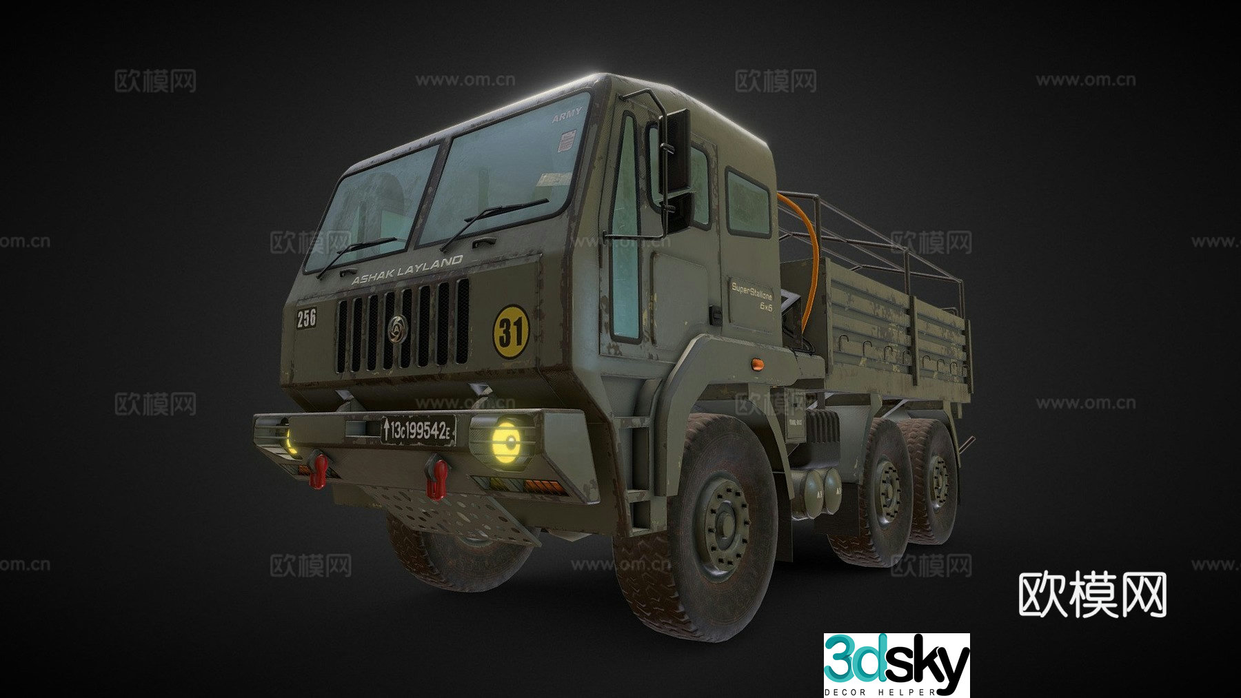 military car truck 3d model