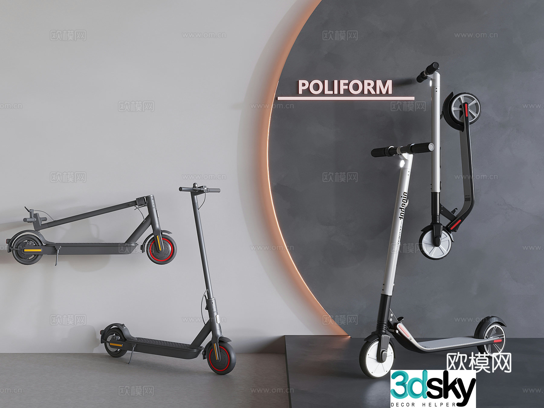 scooter folding scooter 3d model