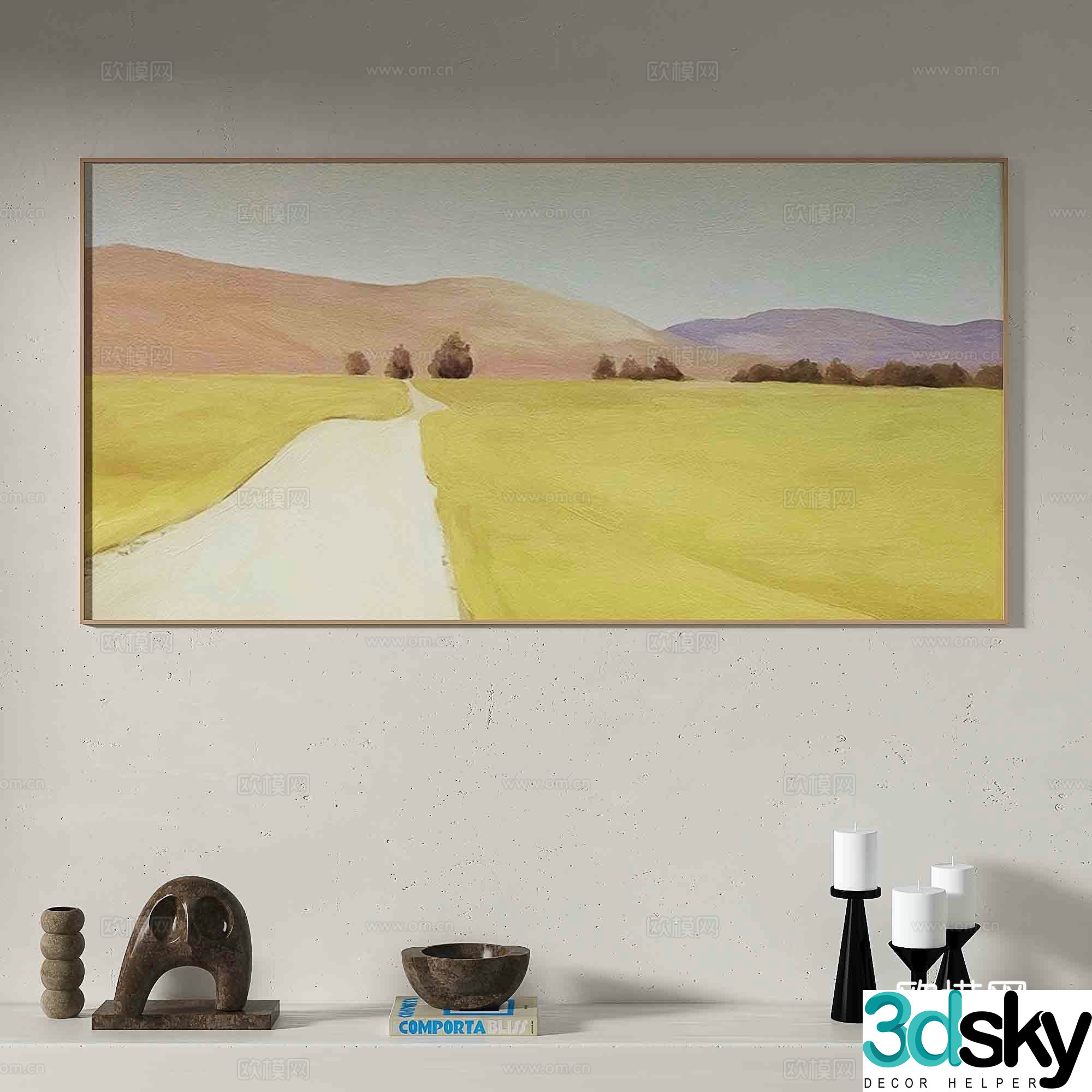 Modern oil painting decorative painting 3d model