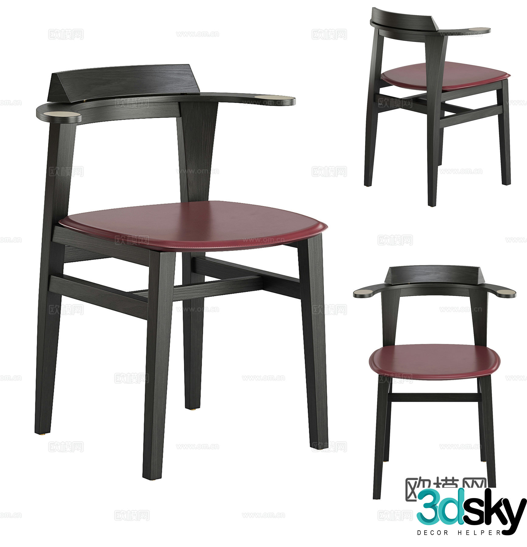 Modern single chair dining chair armchair 3d model