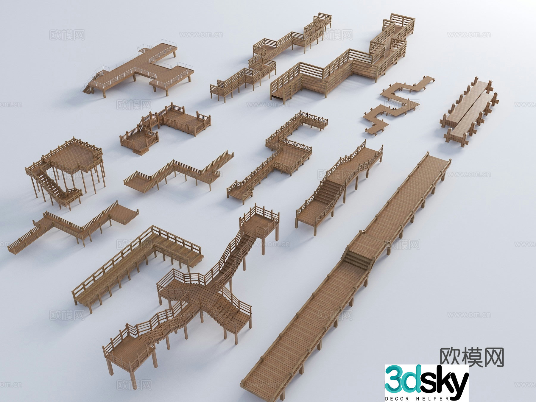 Modern Wood Platform Barwater Platform Magnatic 3D Model 3D Model