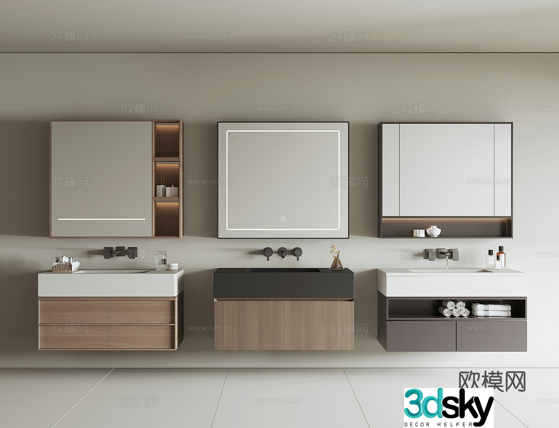 Modern bathroom cabinet sink 3d model