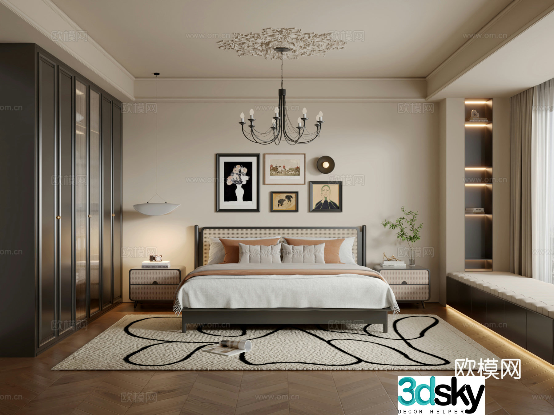 Medieval style bedroom master bedroom 3d model