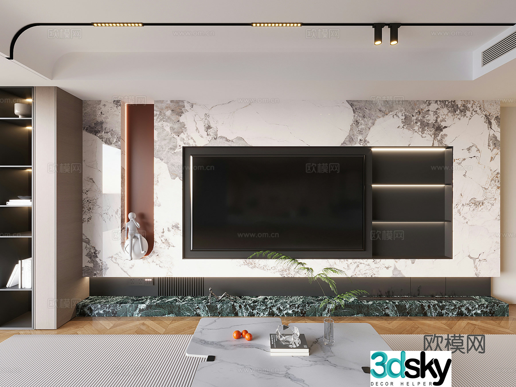 Modern background wall TV background 3d model