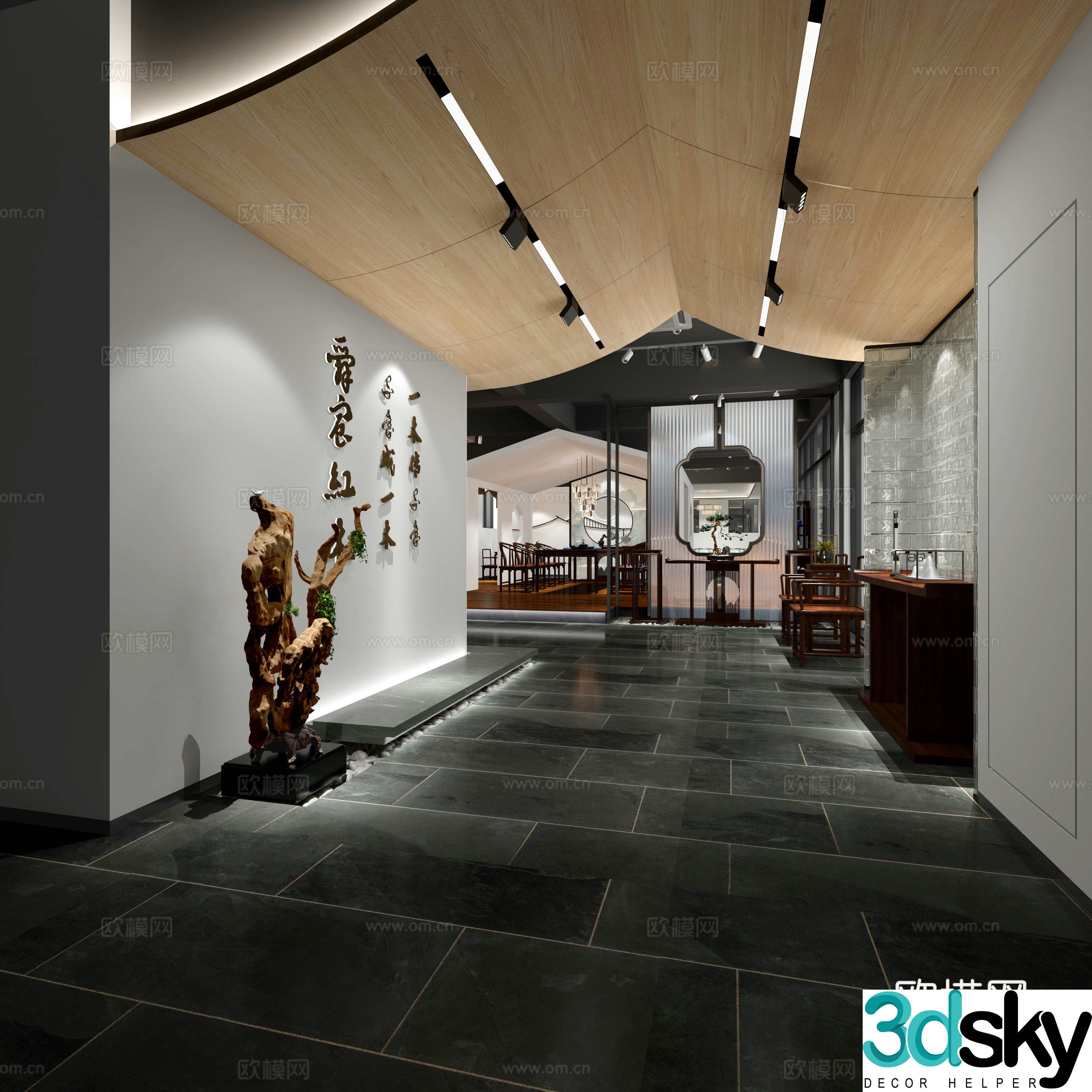 New Chinese-style exhibition hall Furniture exhibition hall 3D model