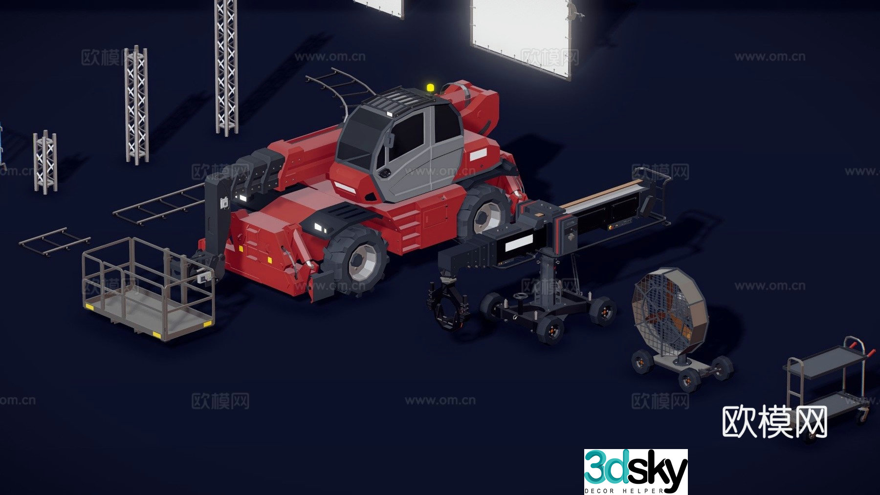 Electric drill car 3d model