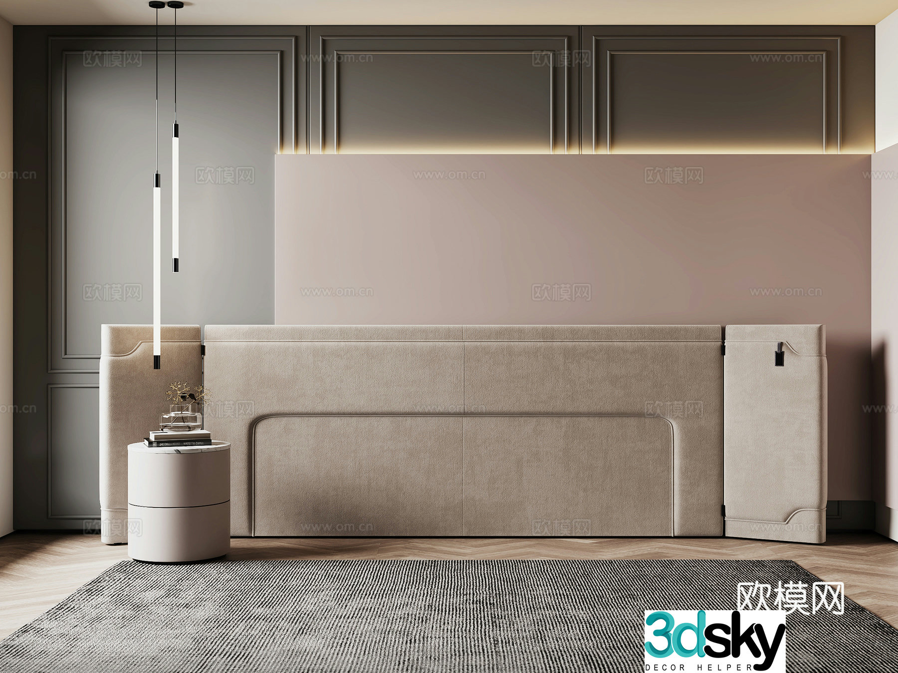 Modern background wall bedside background 3d model