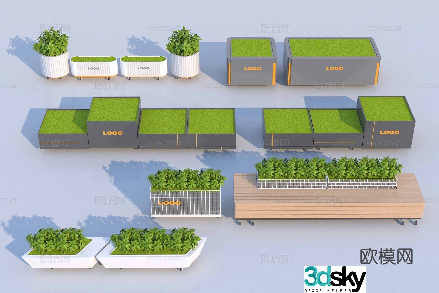 Mobile flower box flower trough flower bed 3d model