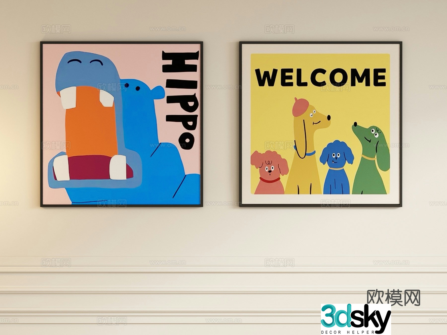 Children’s decorative painting cartoon painting hanging painting 3d model
