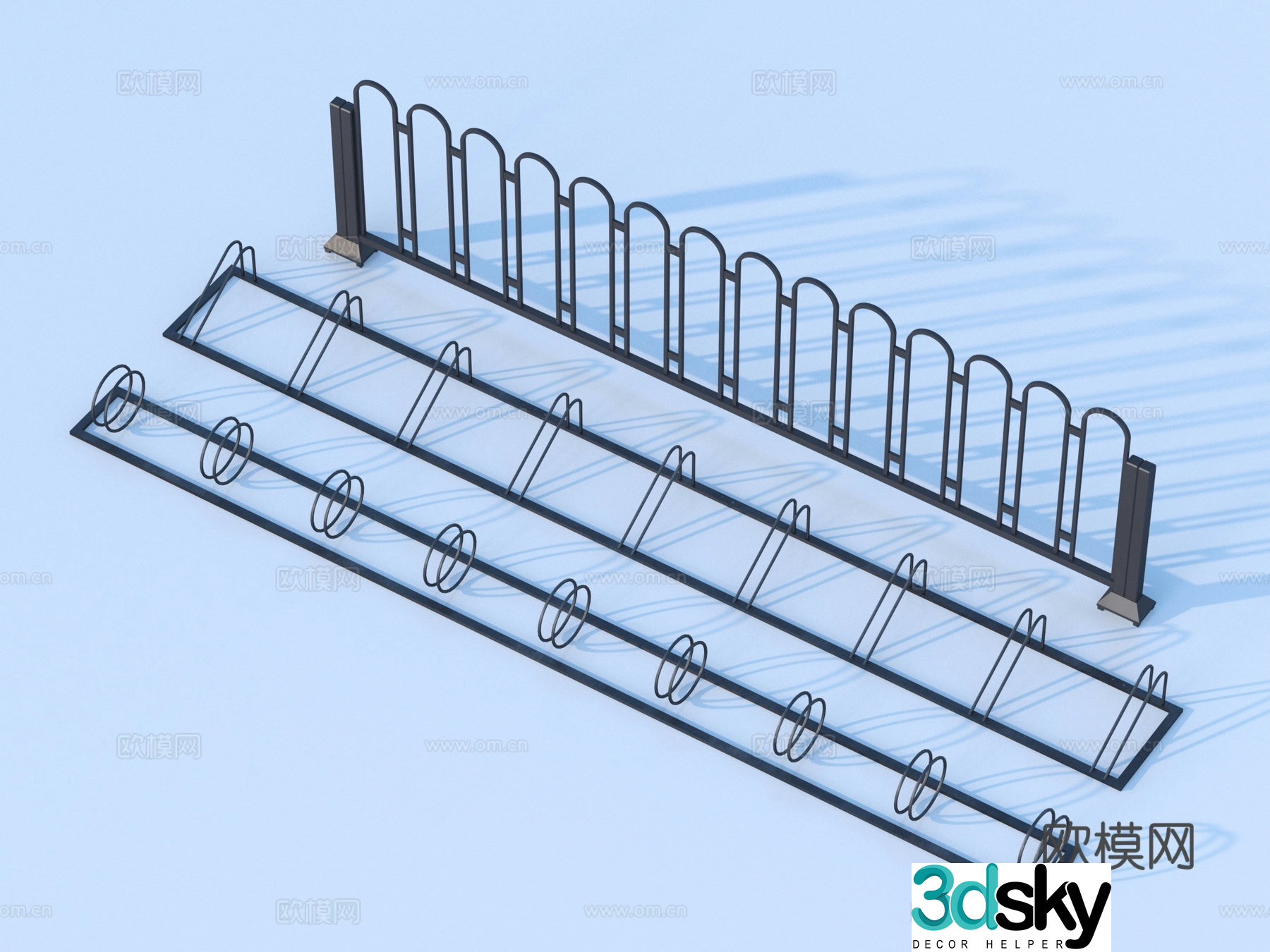 guardrail railing fence wrought iron fence 3d model