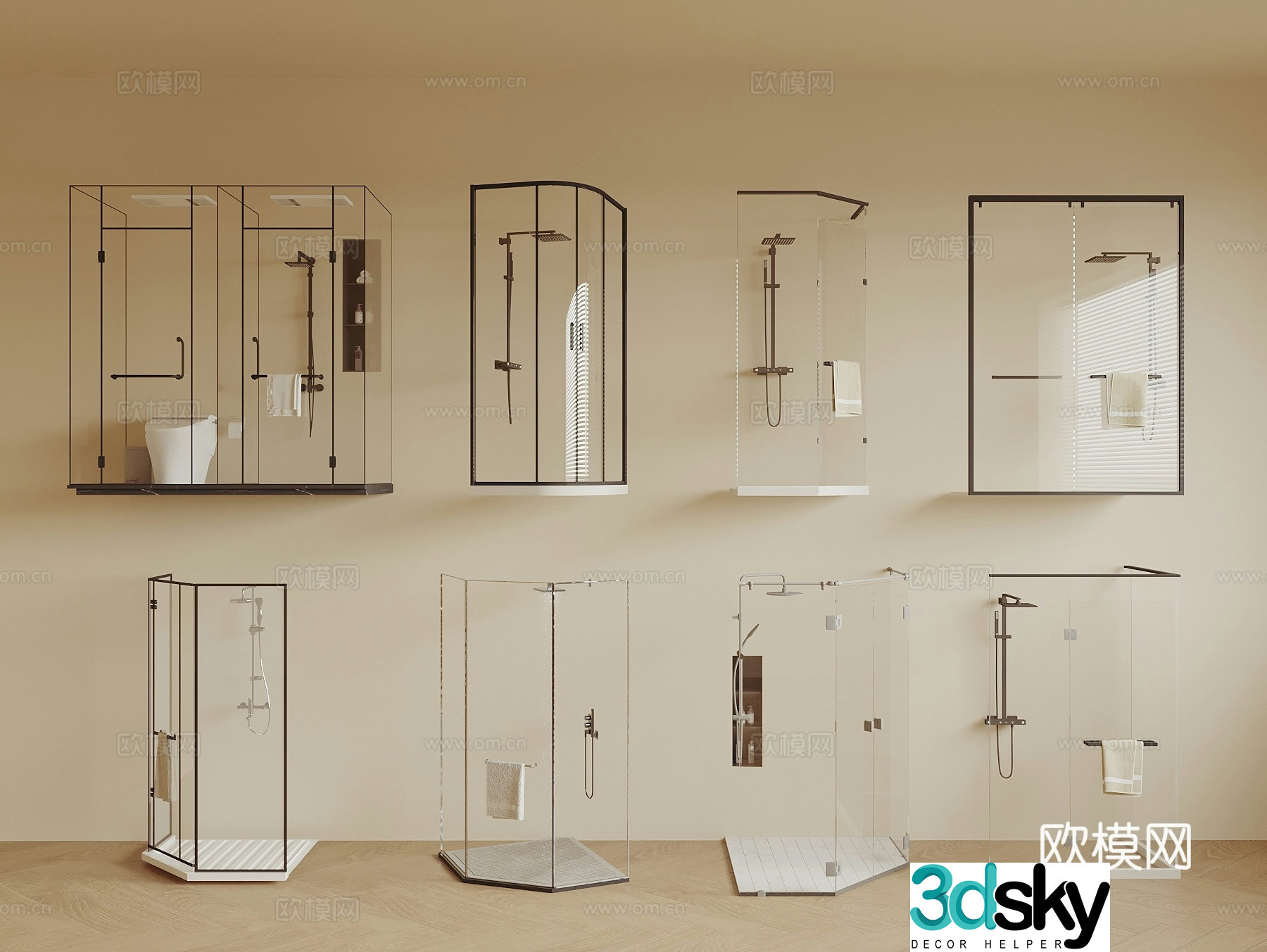 Modern shower room shower room 3d model