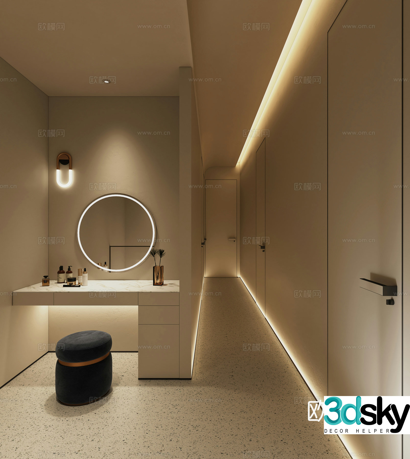 Beauty salon corridor aisle 3d model