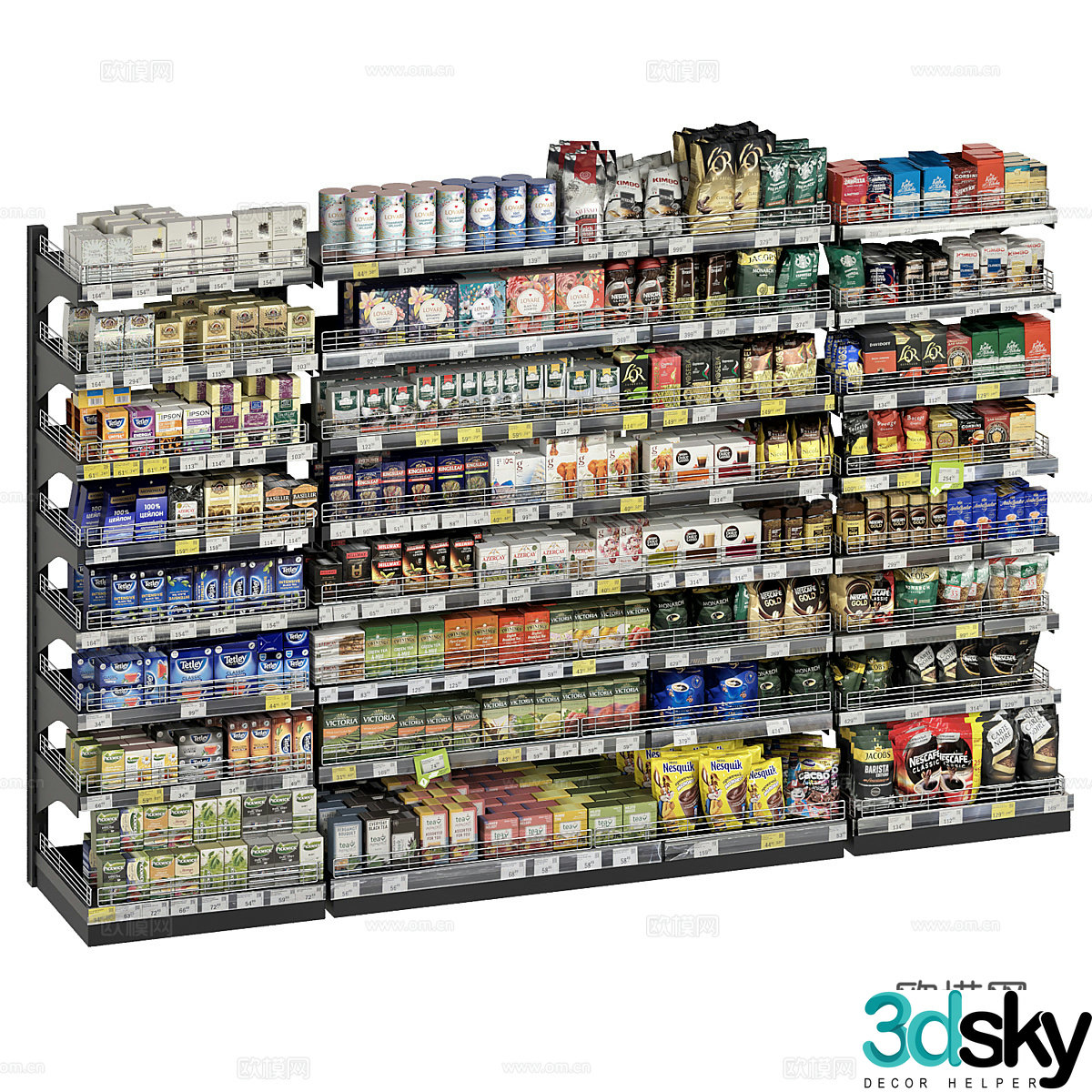 Supermarket shelves snack shelves 3d model
