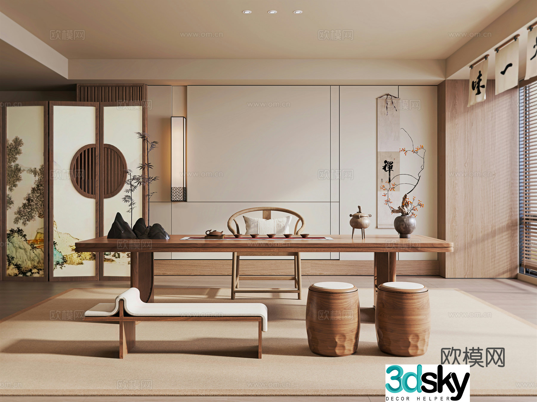 New Chinese tea room 3d model