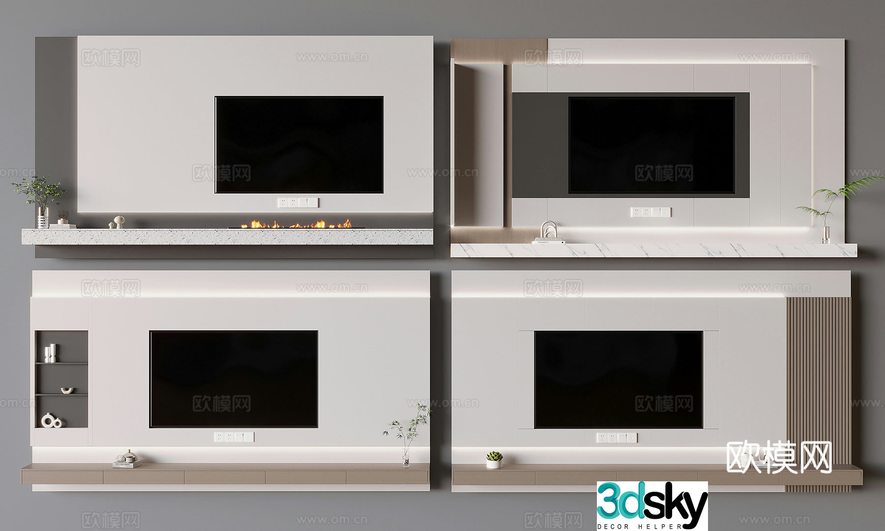 Modern background wall TV background 3d model