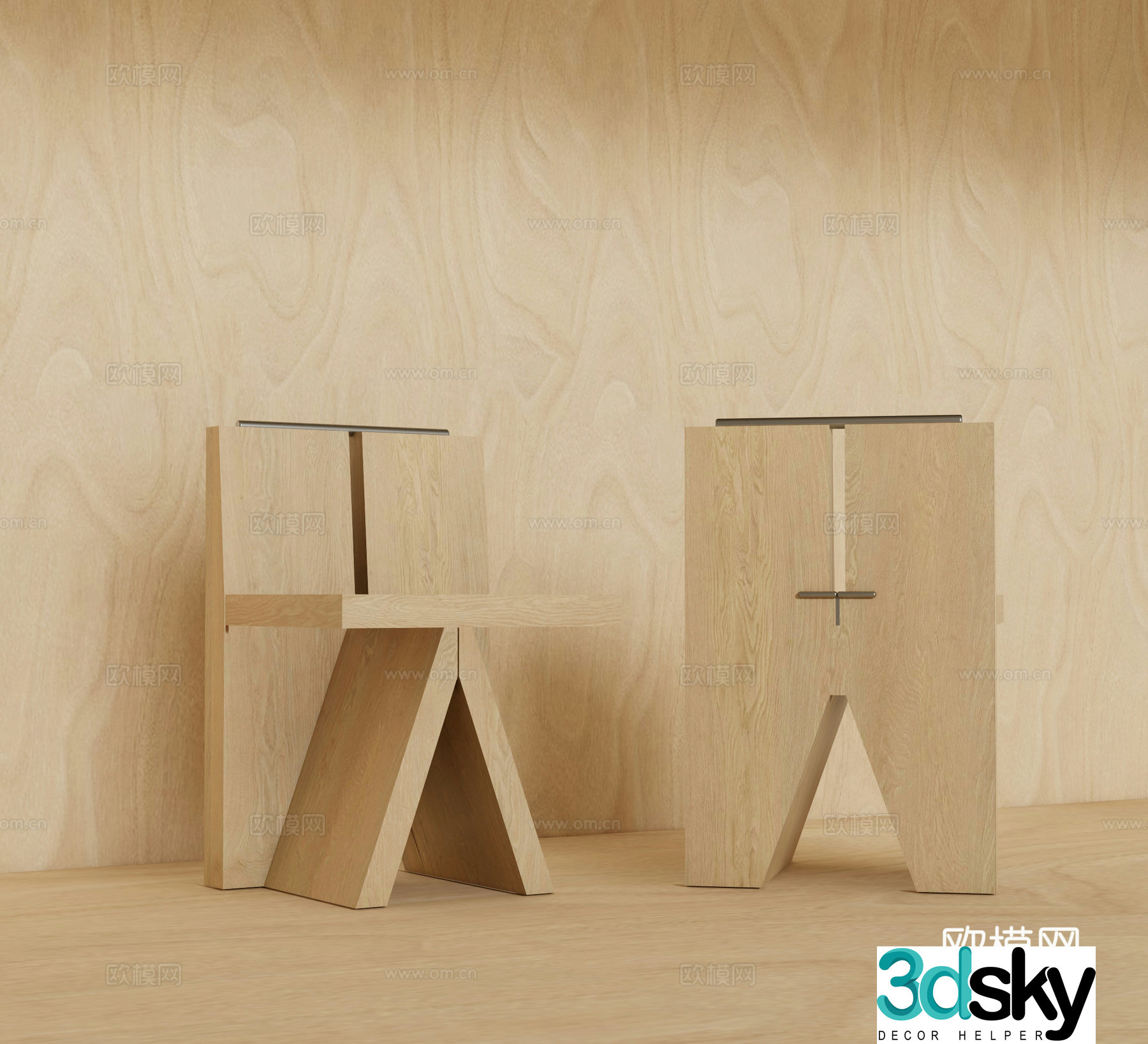 Log style chair wooden dining chair small bench shoe changing stool 3D model
