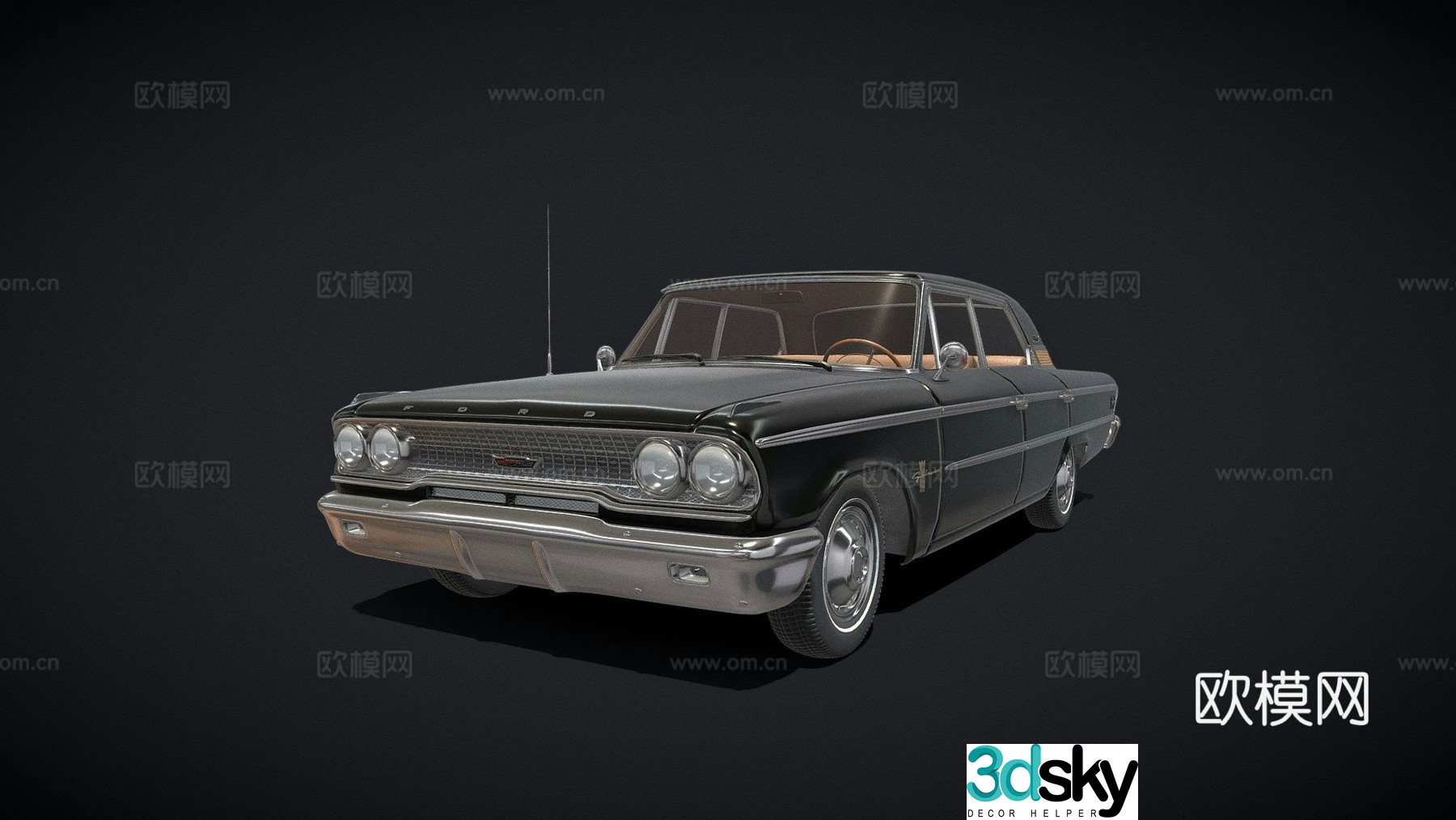 Ford Galaxy Black Car 3D Model