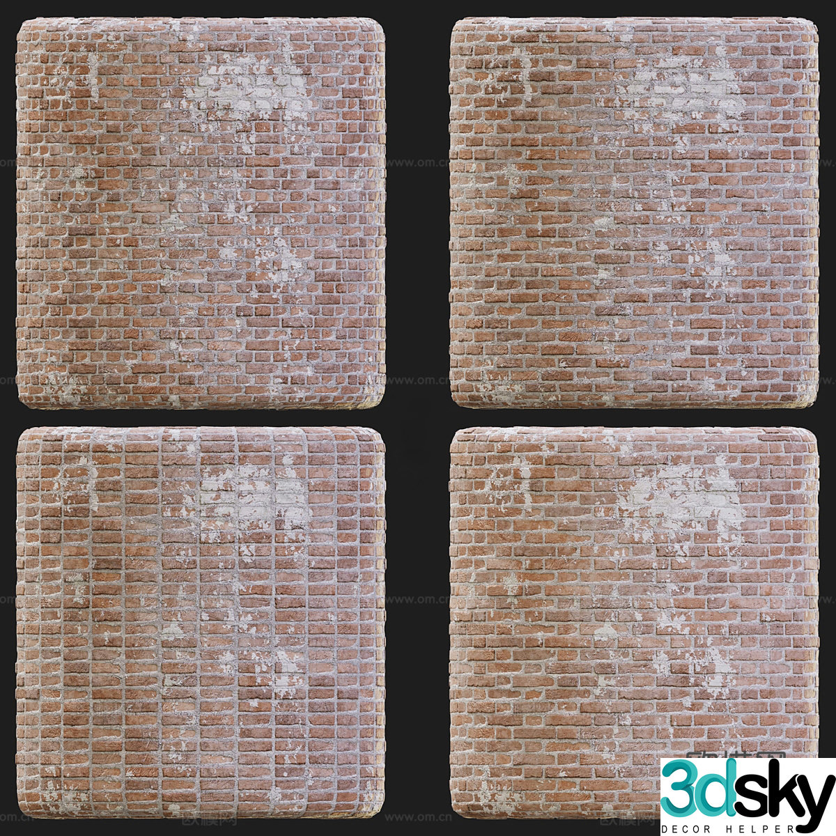 Red brick wall outdoor brick wall 3d model