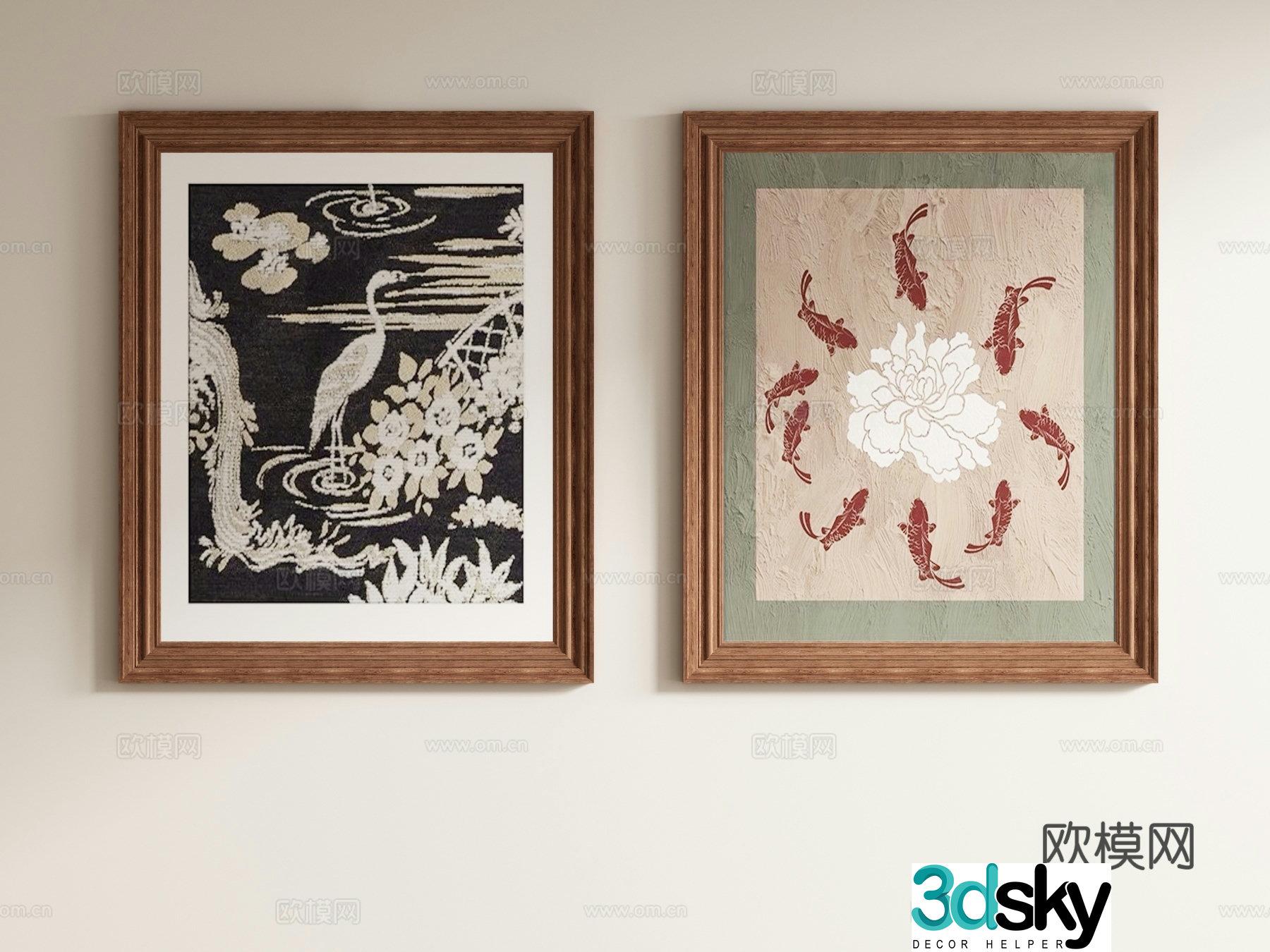 French decorative paintings retro paintings hanging paintings 3D model
