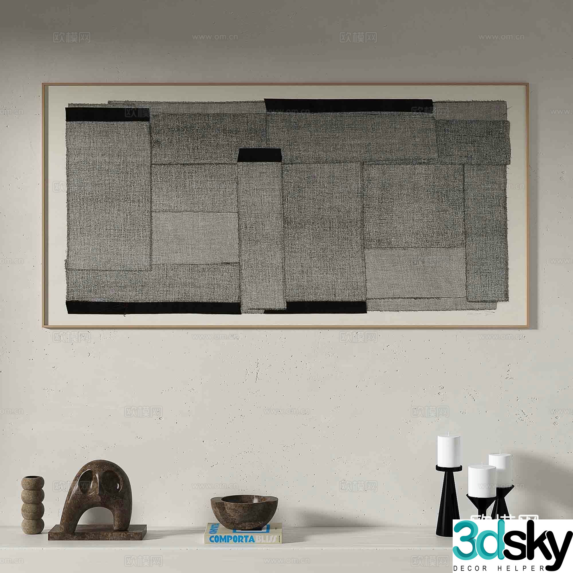 Modern texture painting decorative painting 3d model