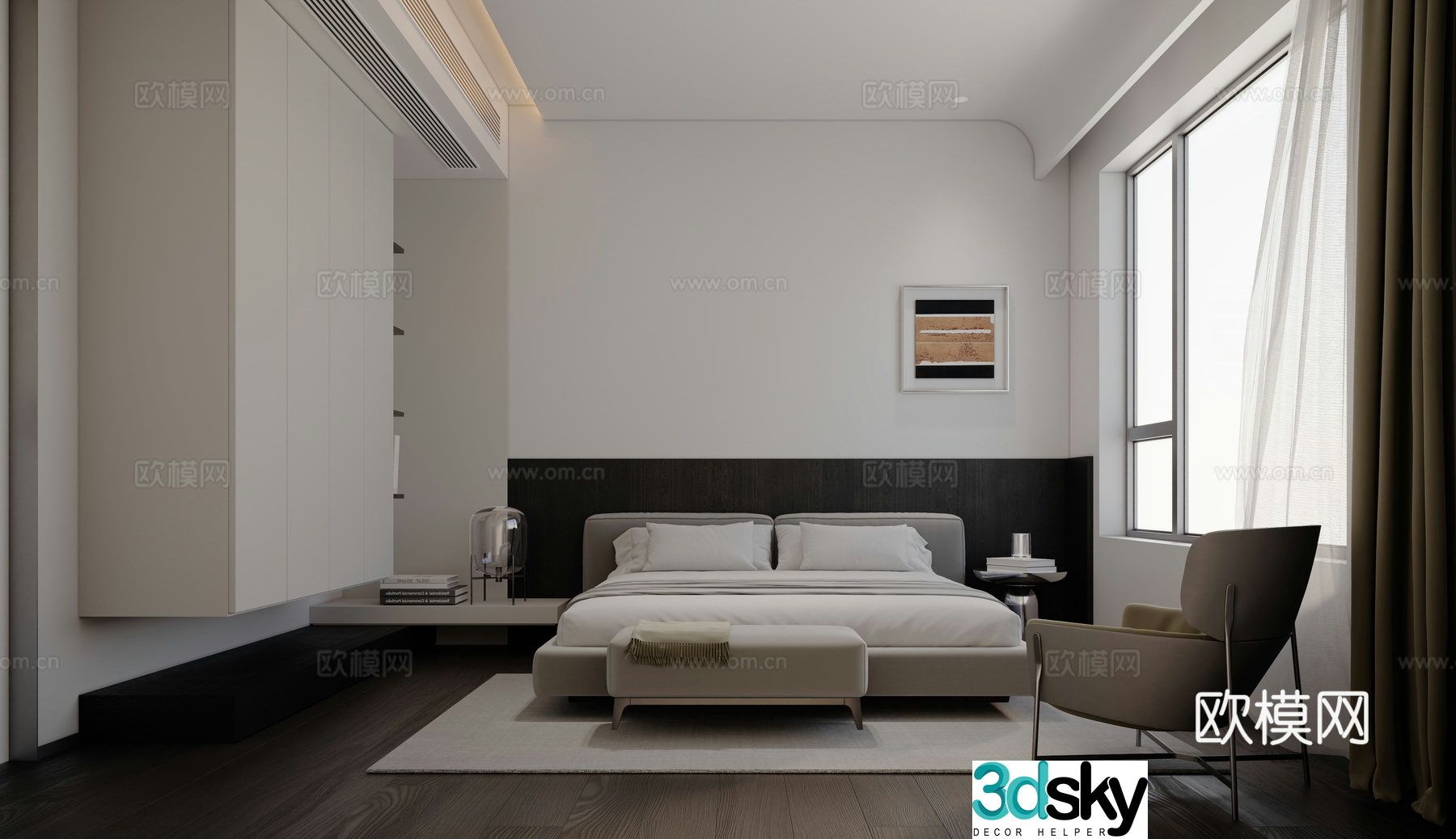 Modern bedroom master bedroom 3d model