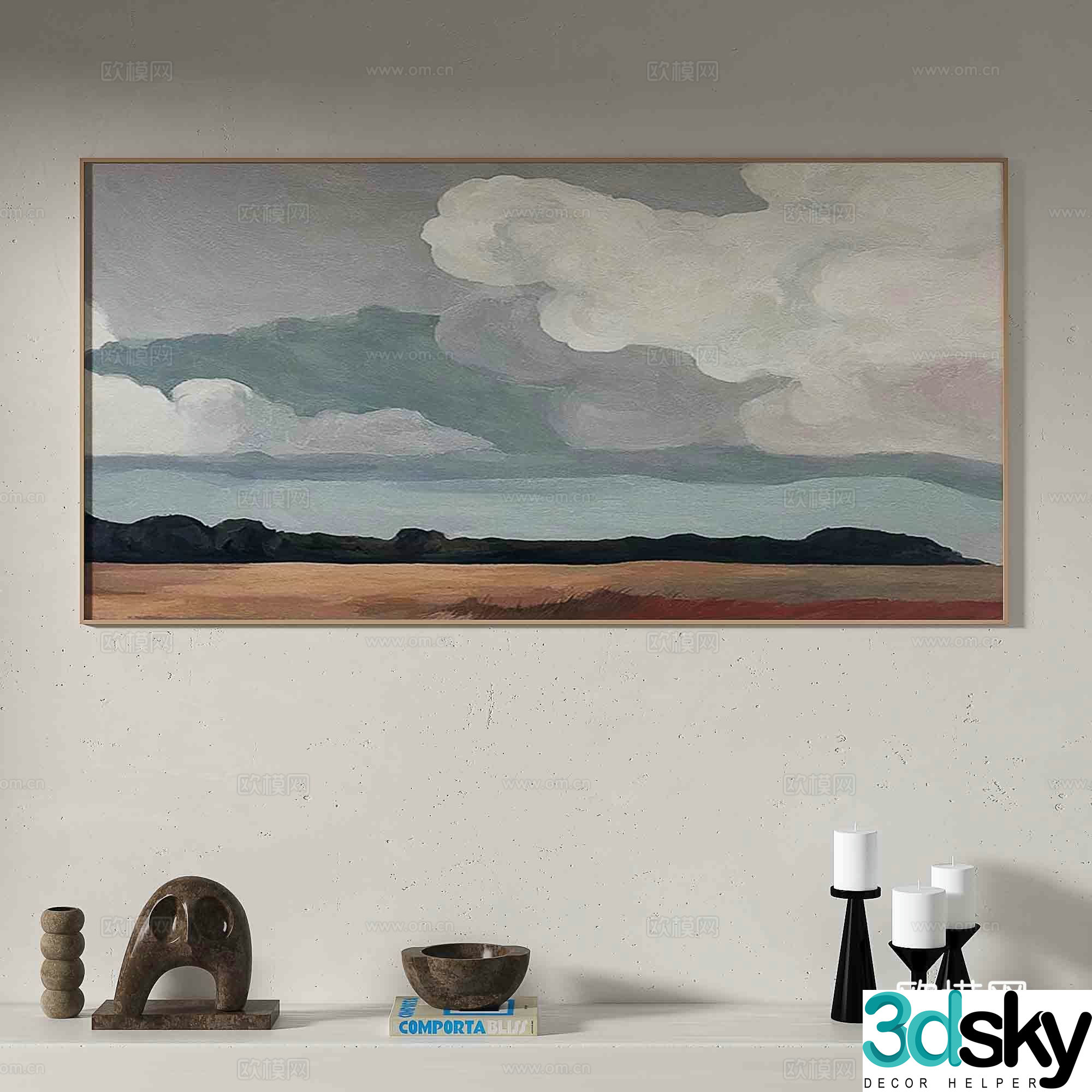 Modern oil painting decorative painting 3d model