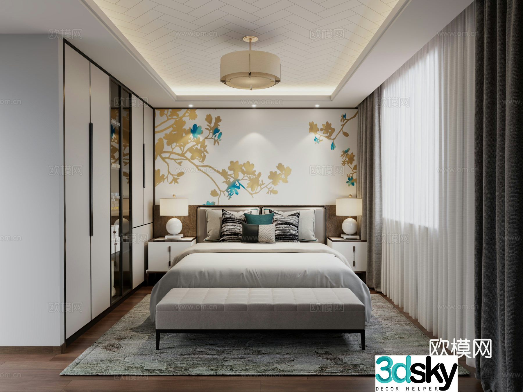 New Chinese style bedroom master bedroom 3D model